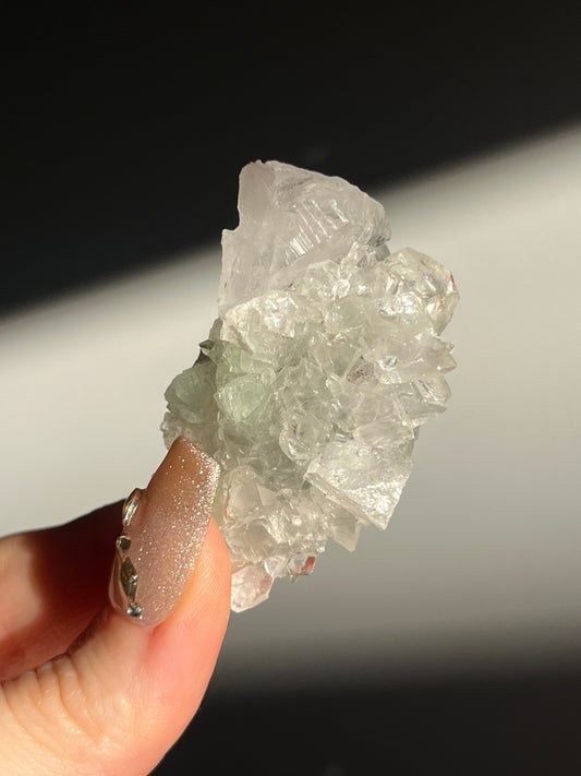 Botryoidal Prehnite with Quartz, Calcite and Analcime Mini Cluster E