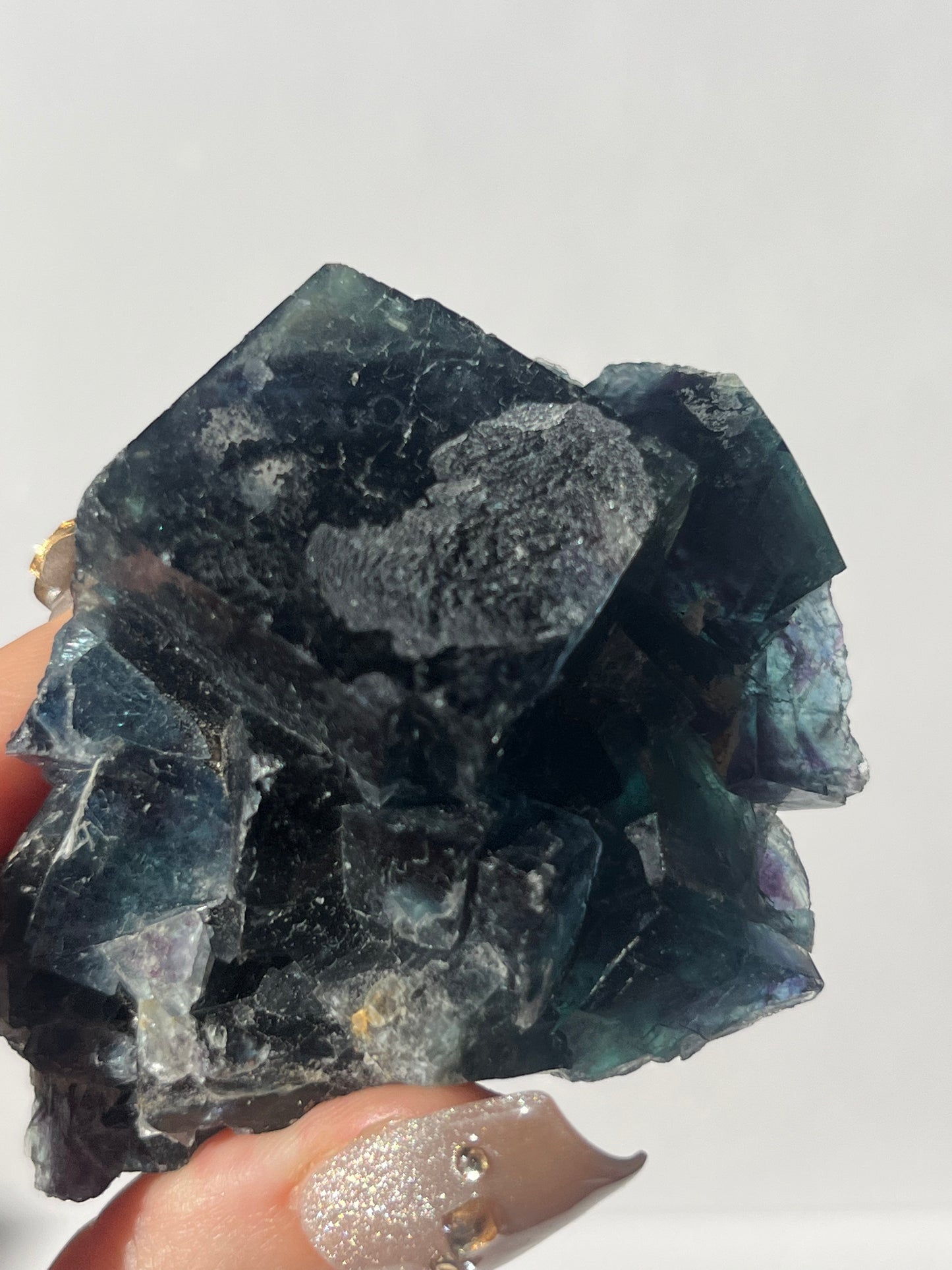 Butterfly Pocket Okorusu Blue Fluorite Specimen with Resorption on Main Cube B