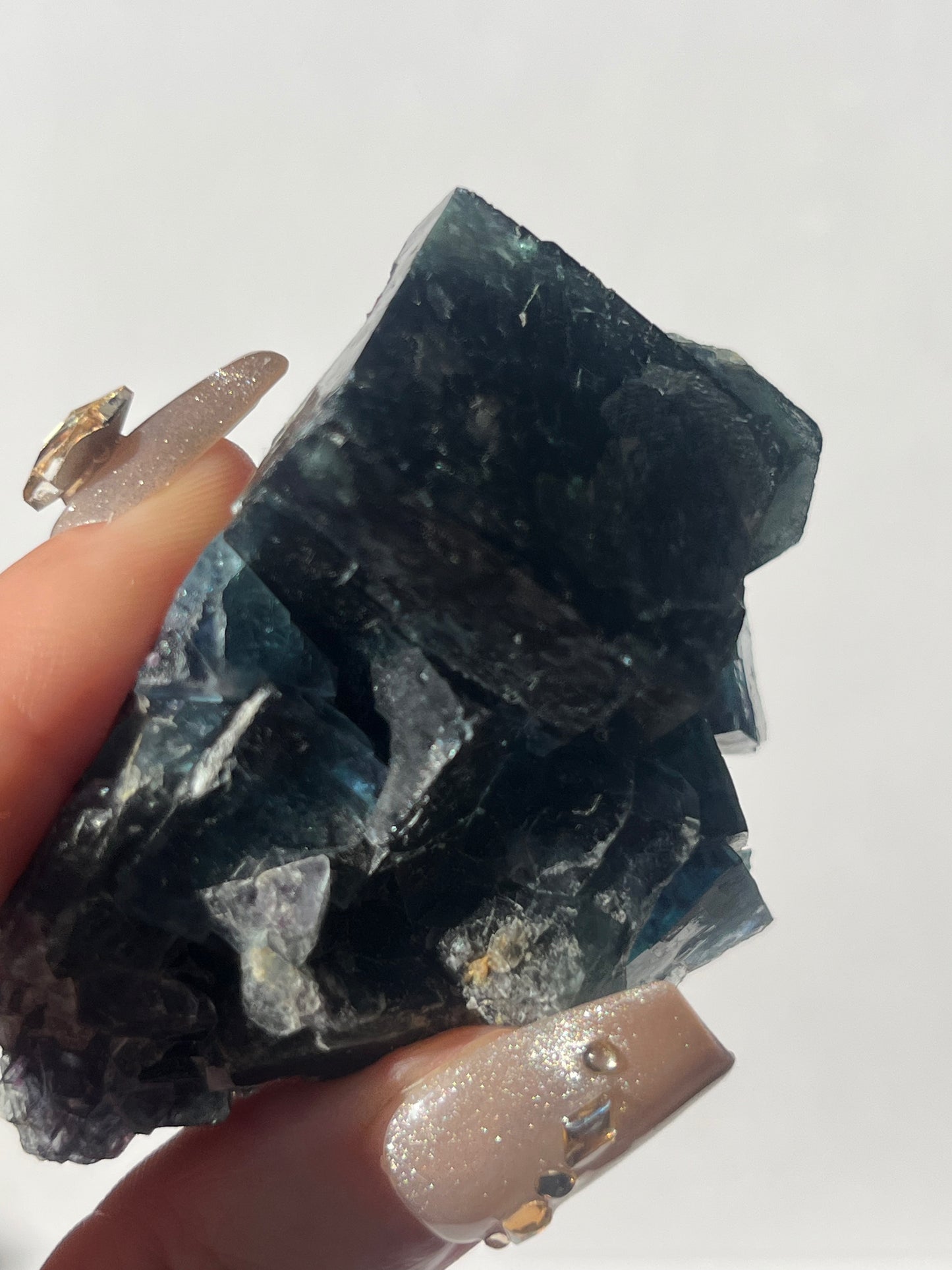 Butterfly Pocket Okorusu Blue Fluorite Specimen with Resorption on Main Cube B