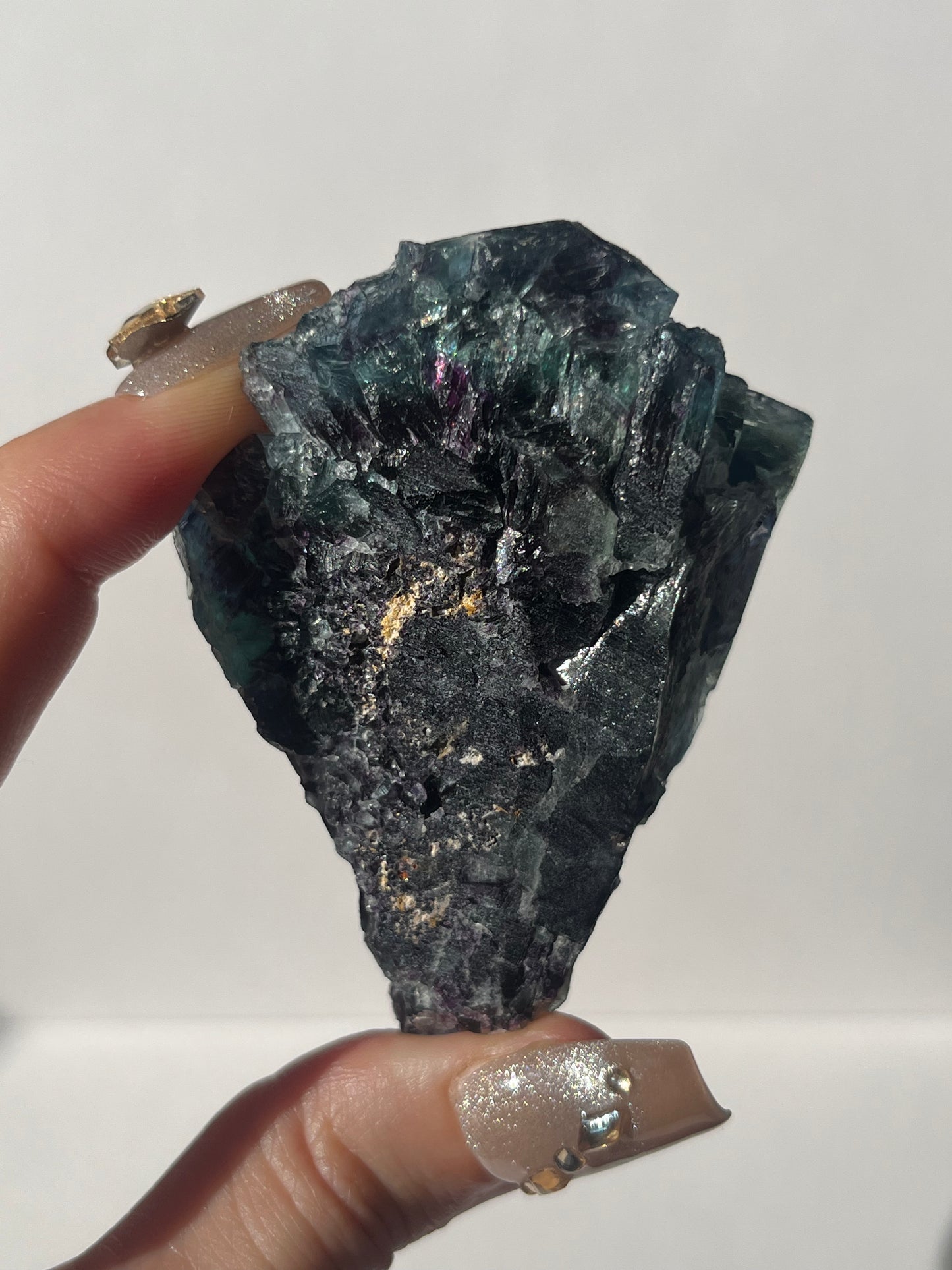 Butterfly Pocket Okorusu Blue Fluorite Specimen with Resorption on Main Cube B