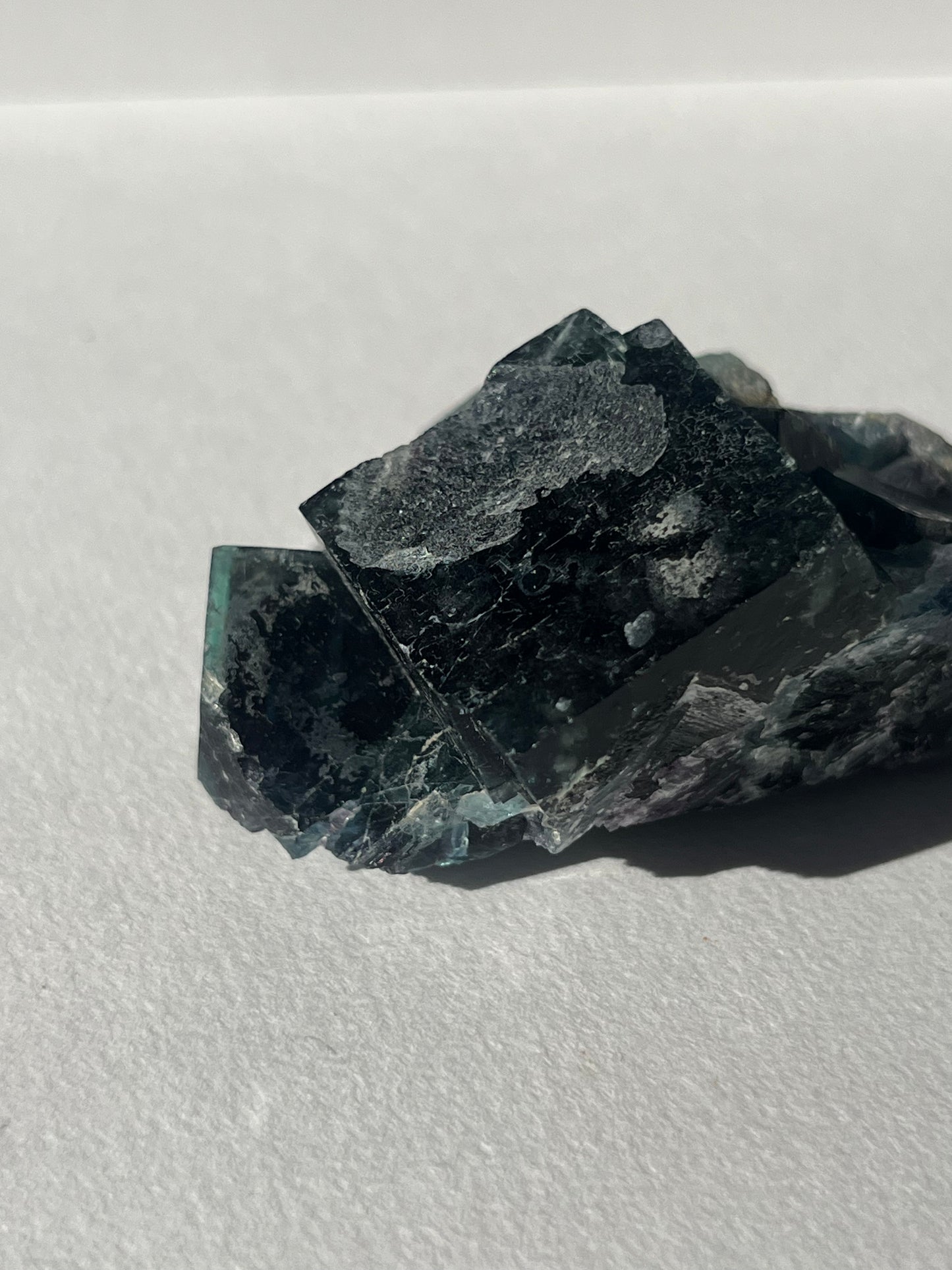 Butterfly Pocket Okorusu Blue Fluorite Specimen with Resorption on Main Cube B
