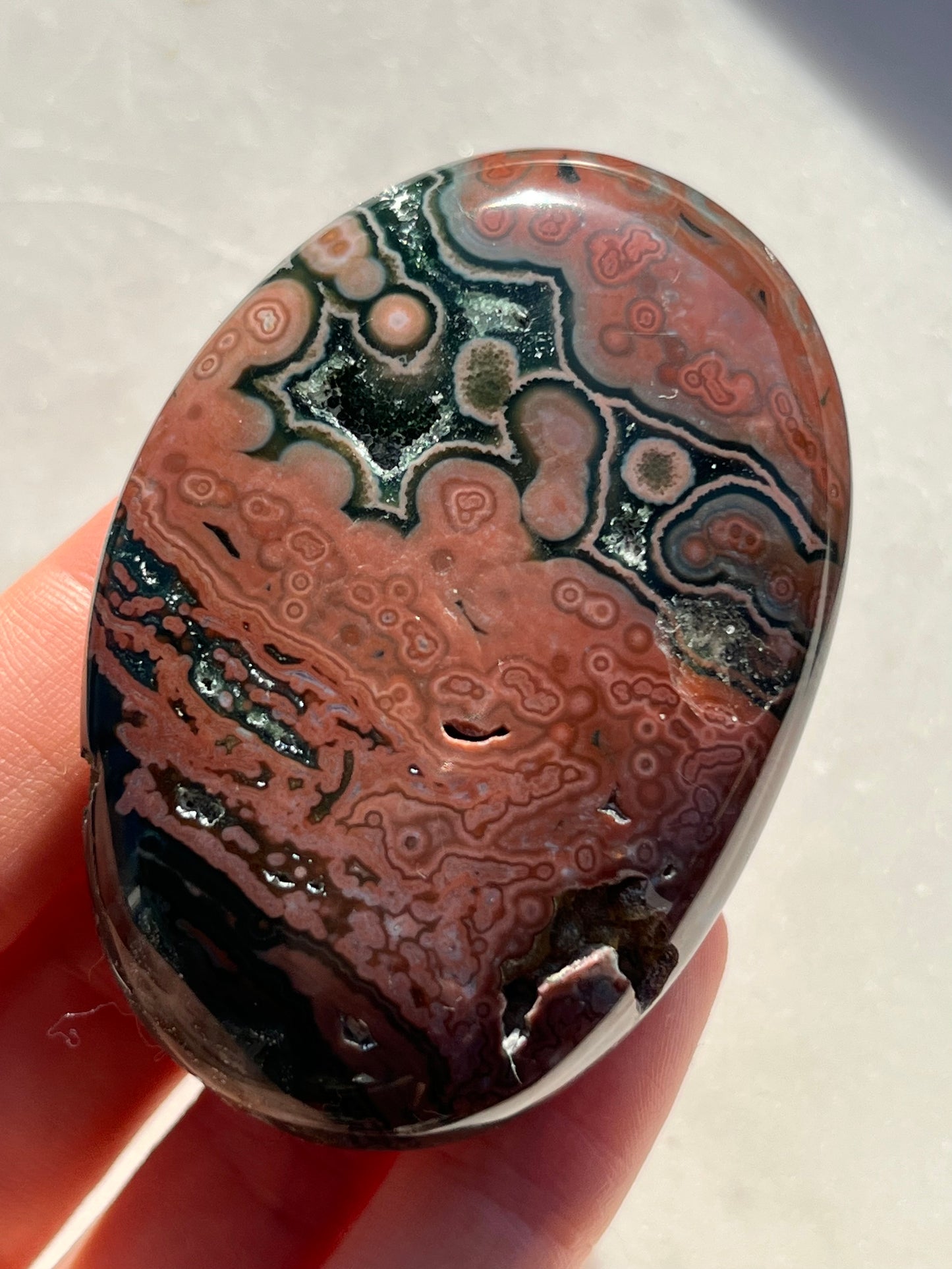 Veinless Ocean Jasper Palmstone #42 (Resin Pocket Repair)