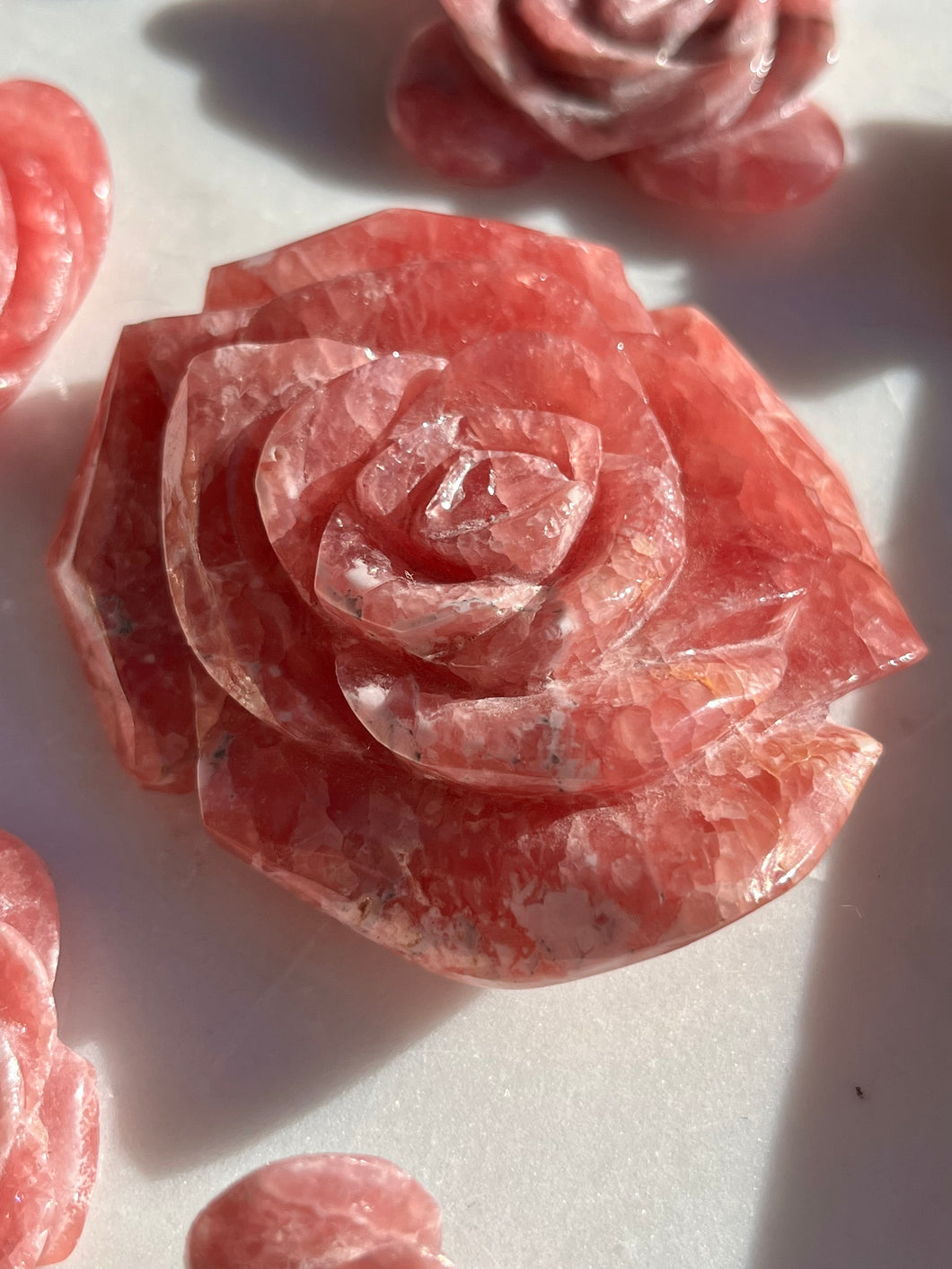 Gemmy Rhodochrosite Rose Carving #1