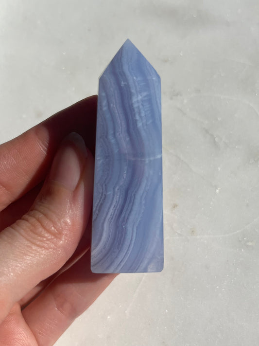 High Grade Blue Lace Agate Tower w/ White Dendritic Inclusions #6 (Perfectly Imperfect)