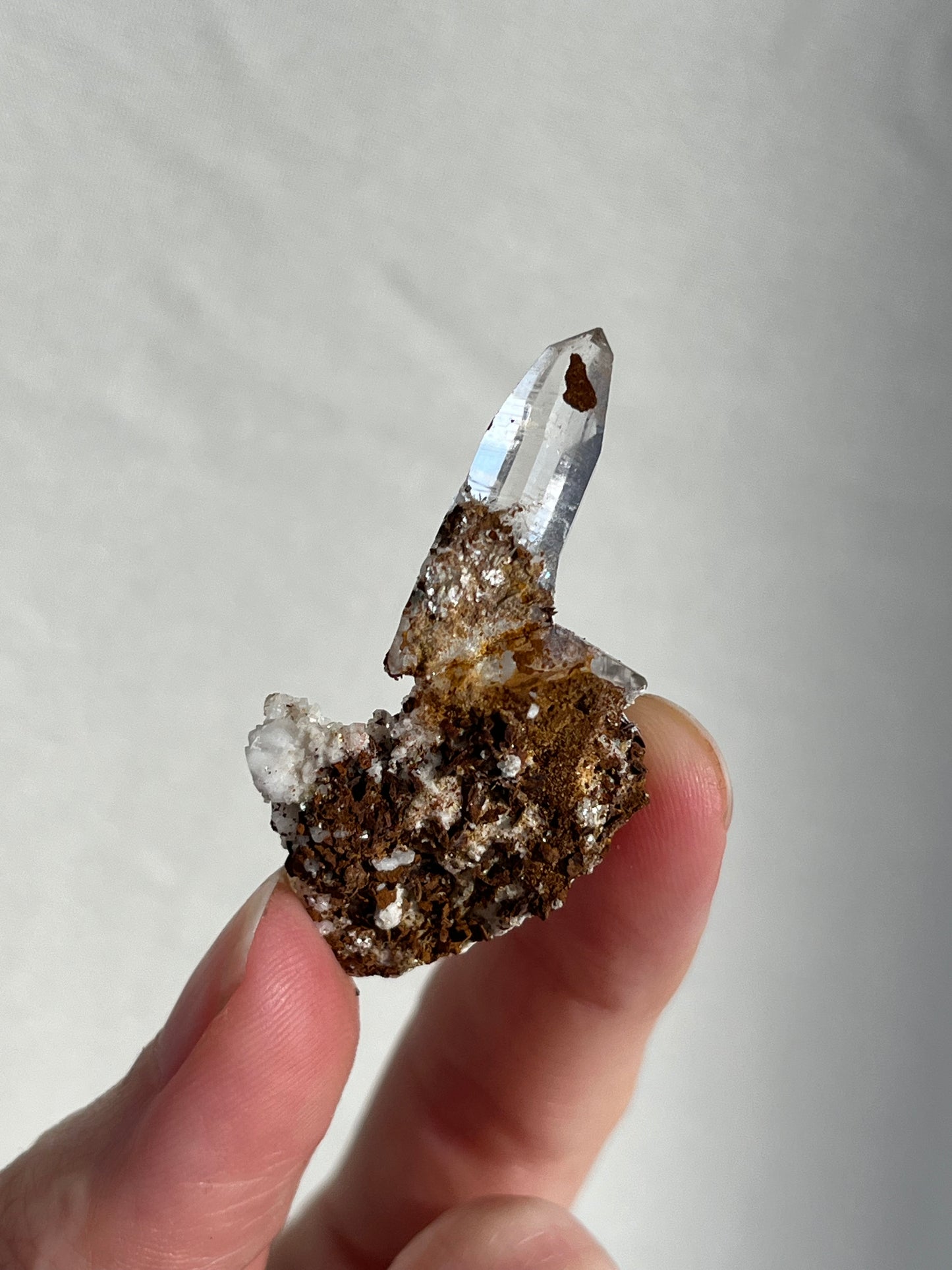 Water Clear Himalayan Quartz on Albite with Siderite #10