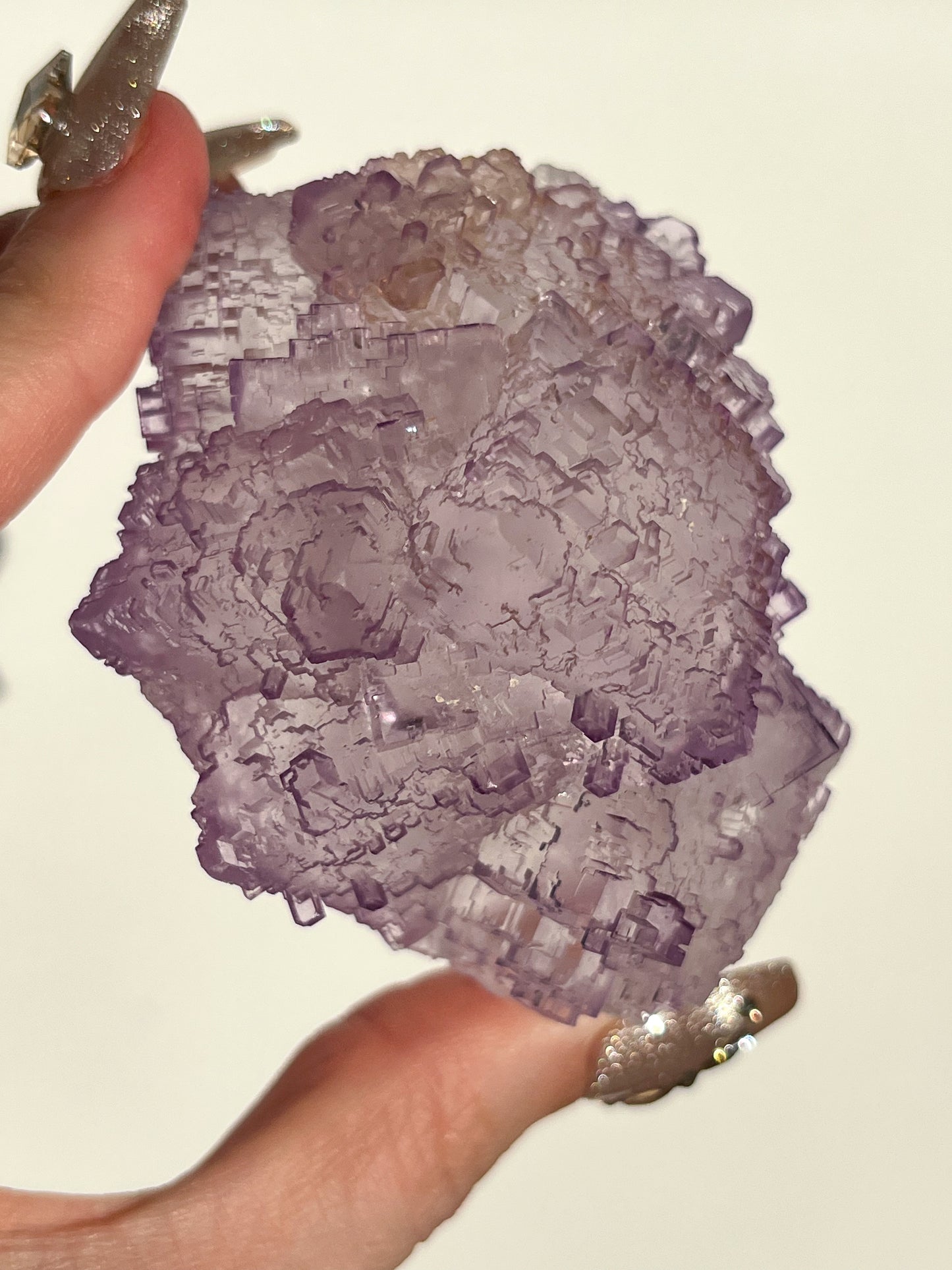 Stepped Purple Fluorite with Calcite