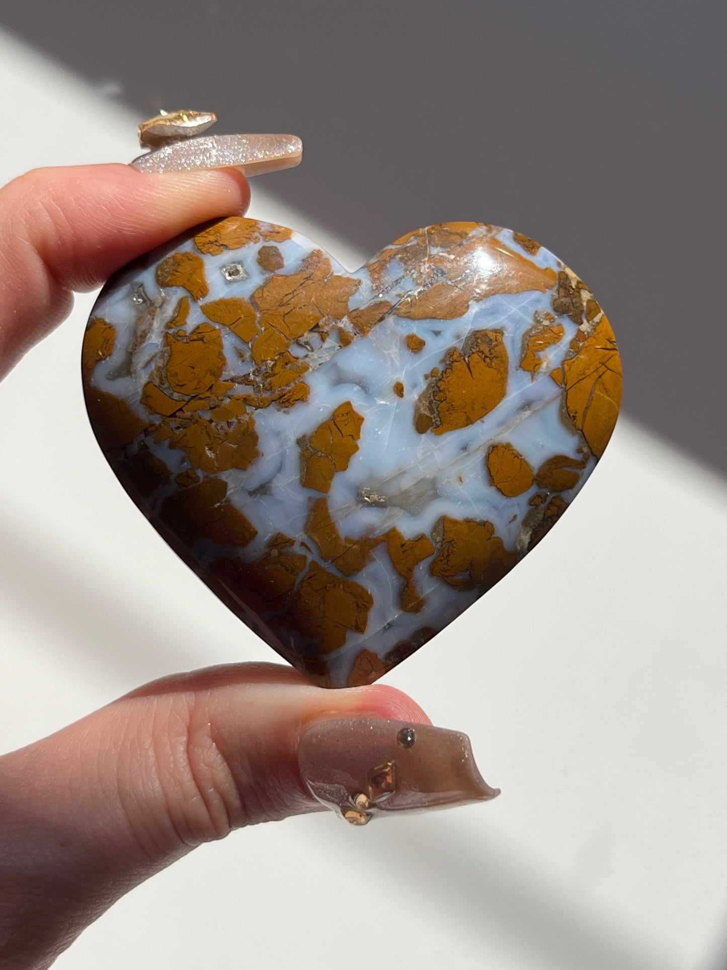 Canyon Jasper with Blue Chalcedony Heart #A