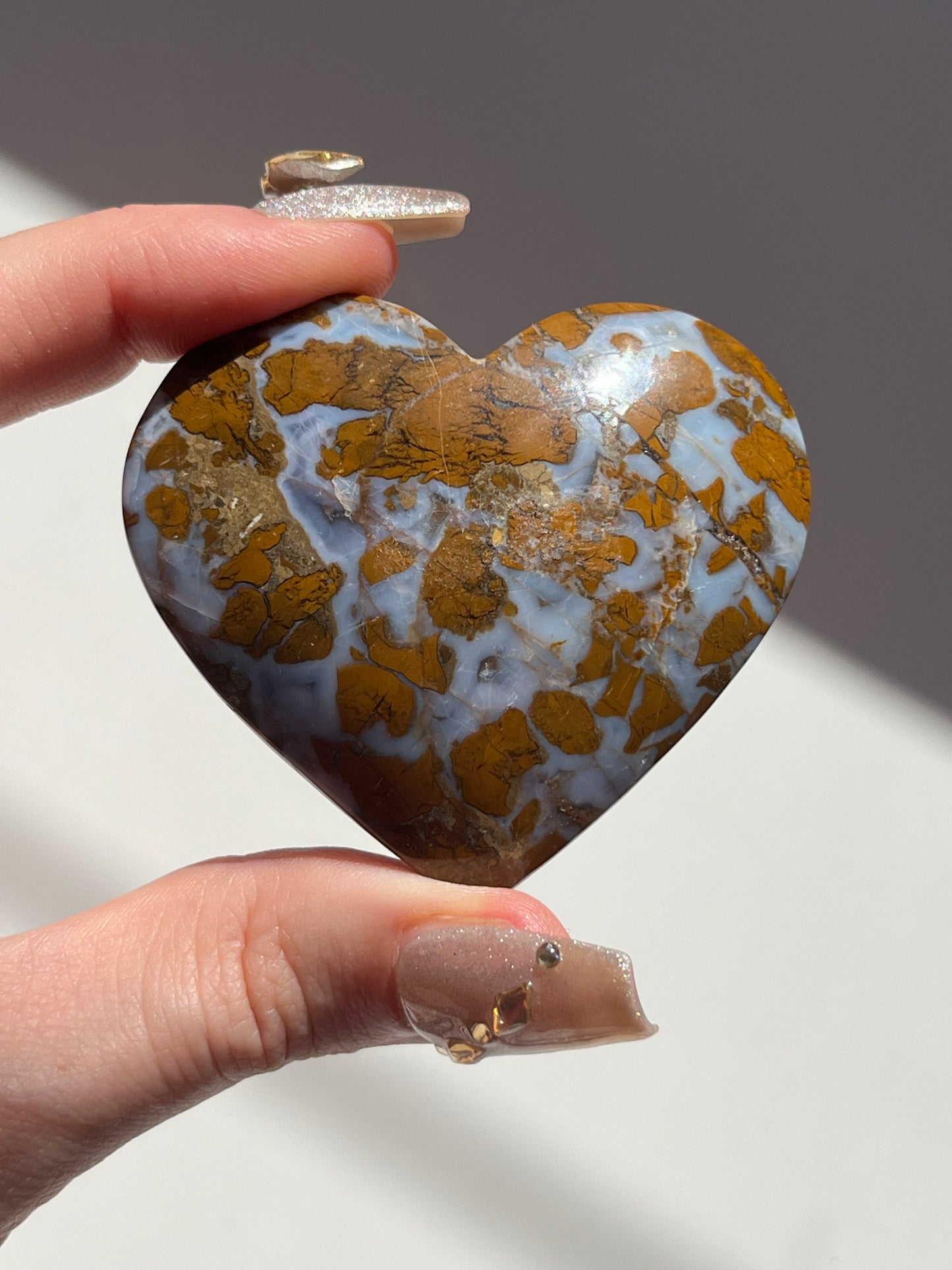 Canyon Jasper with Blue Chalcedony Heart #A