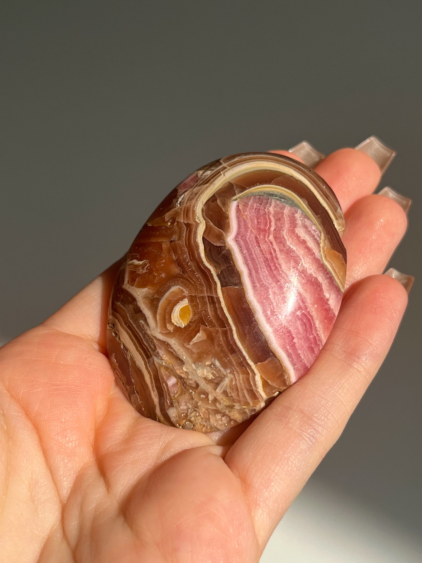 Capillitite Rhodochrosite Palmstone #A