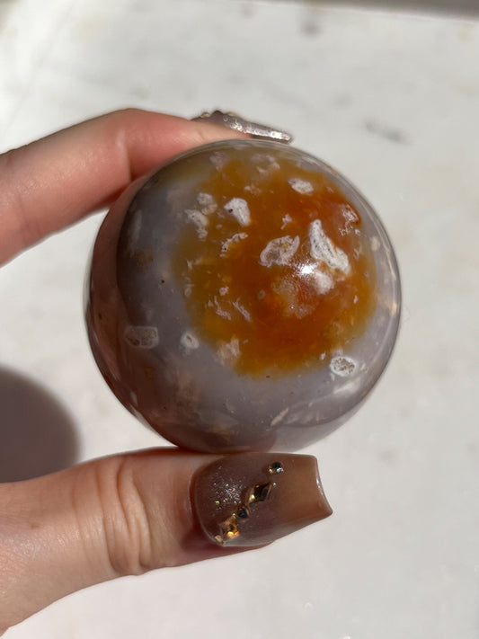 Carnelian Flower Agate Sphere