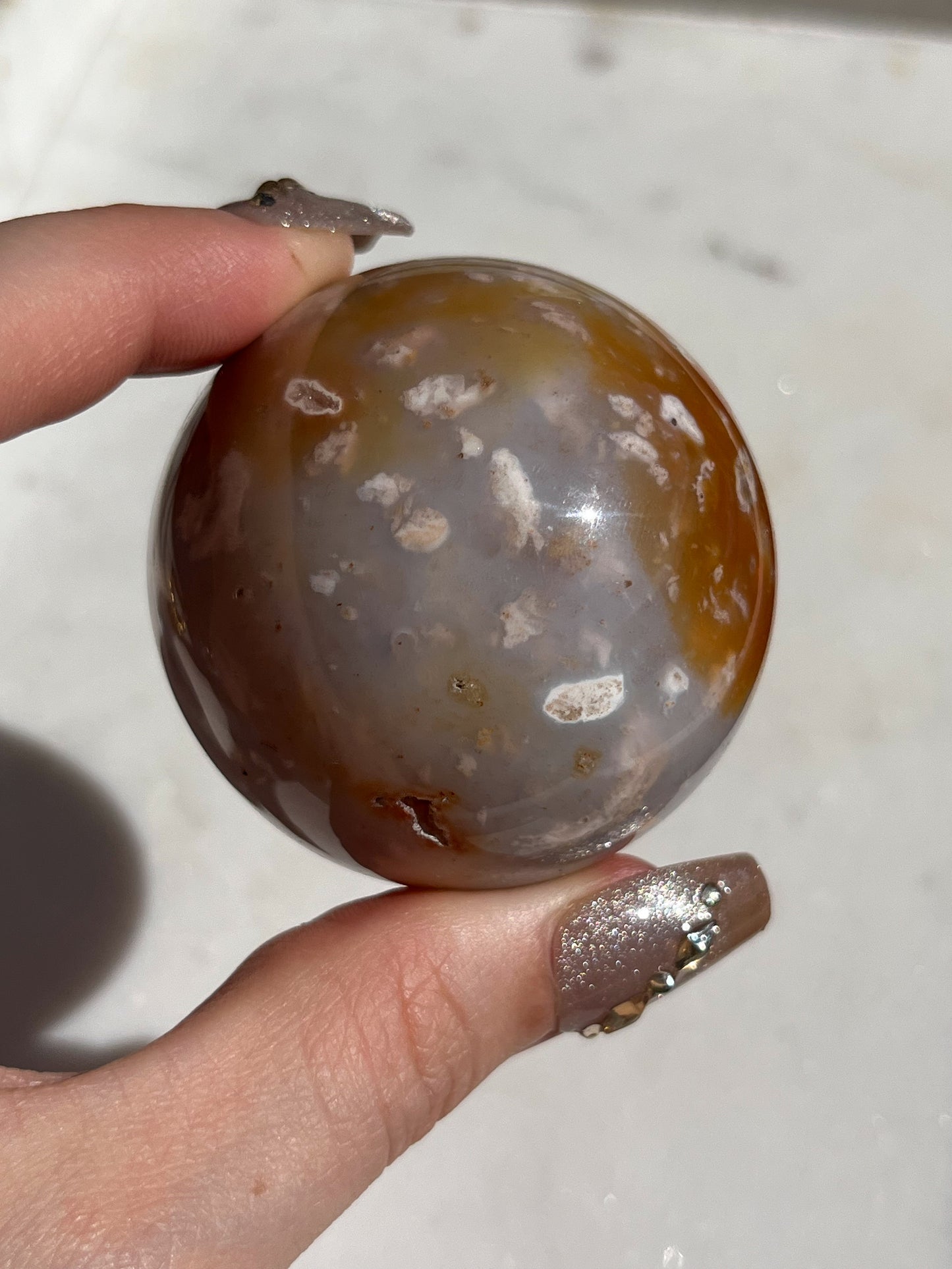 Carnelian Flower Agate Sphere