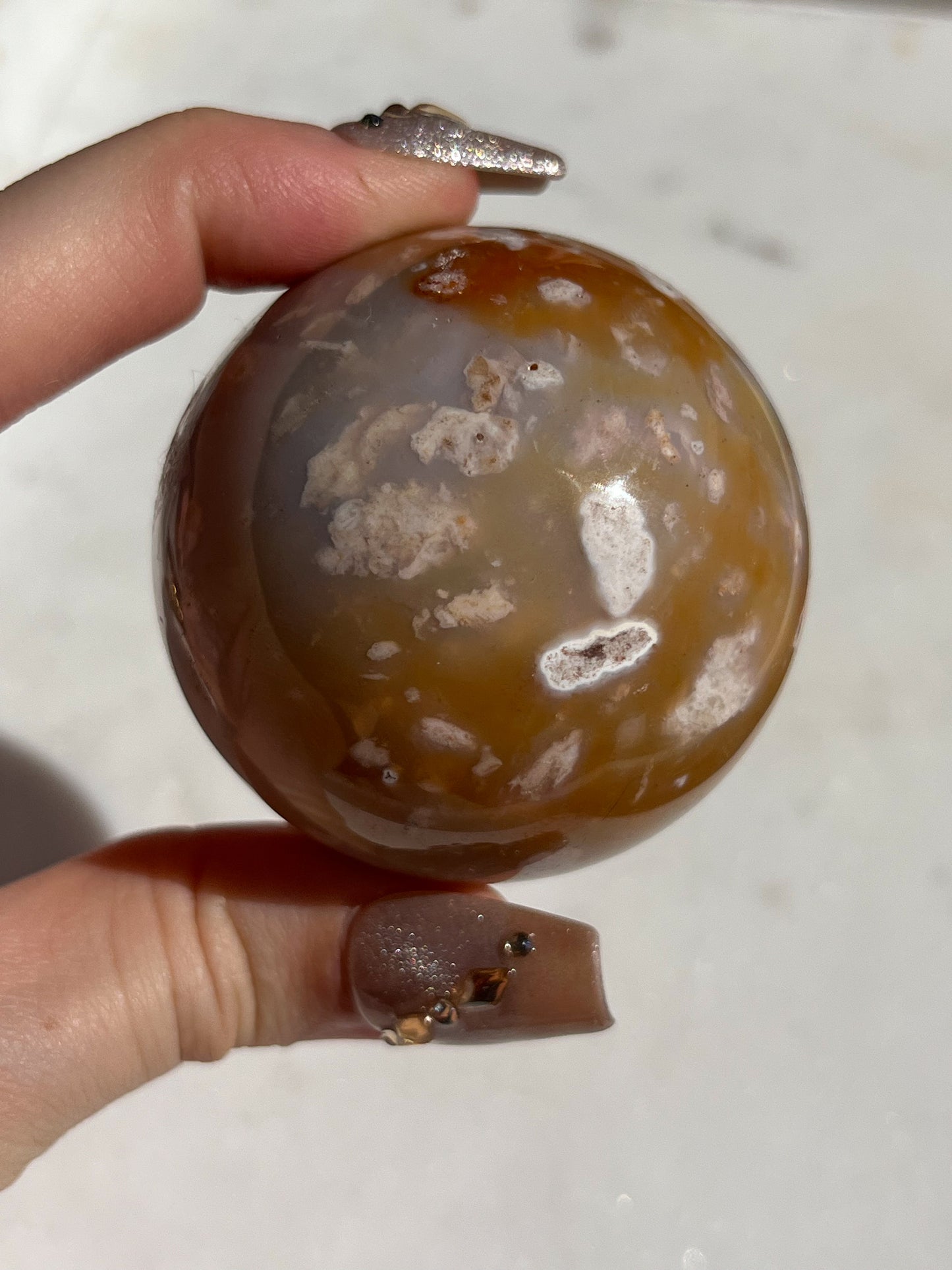 Carnelian Flower Agate Sphere