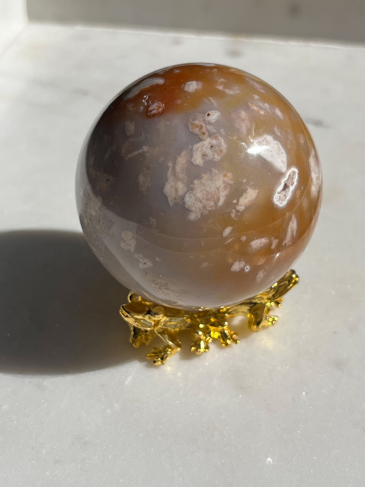 Carnelian Flower Agate Sphere