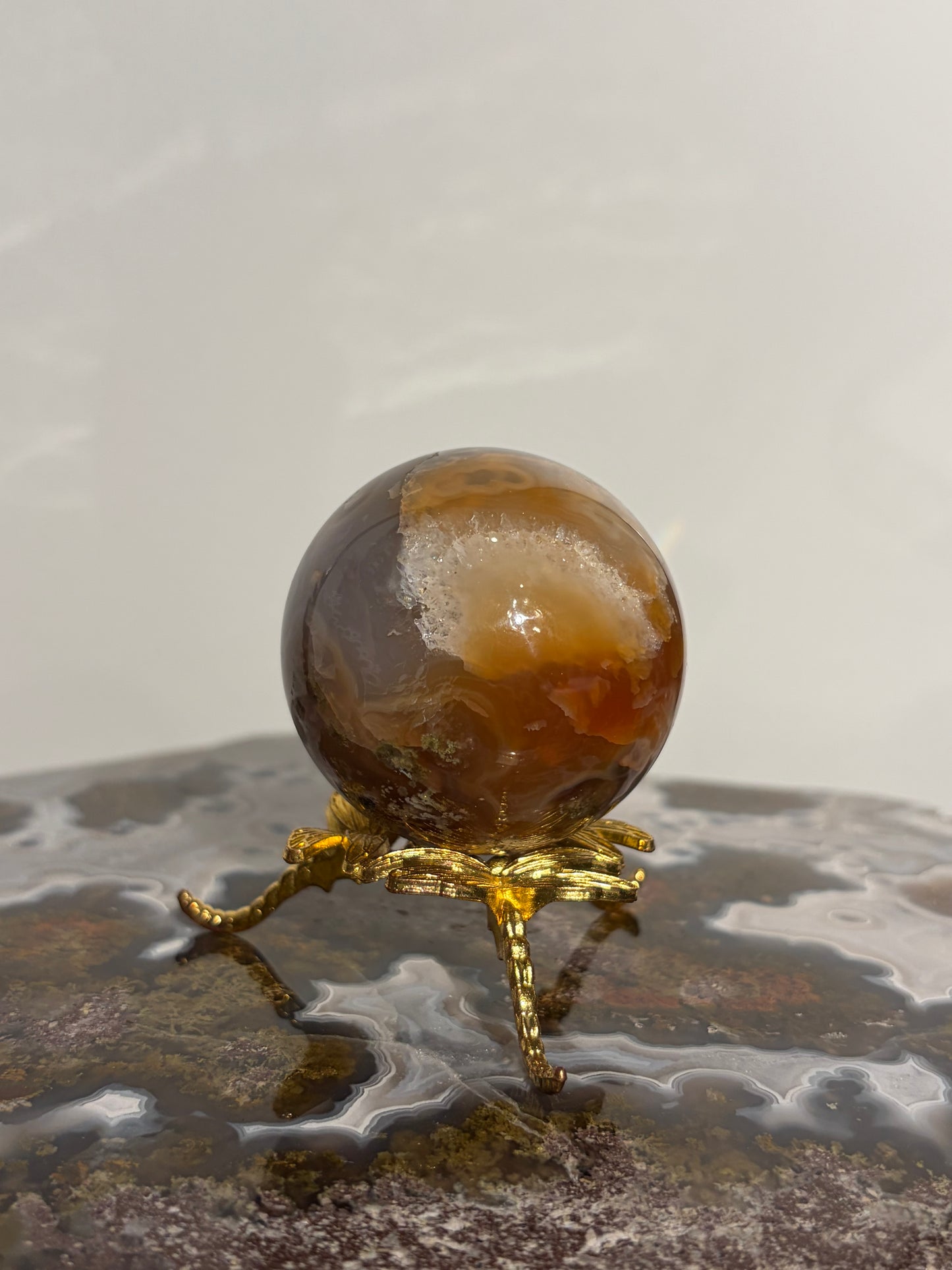 “Sunset World” Honey World Carnelian Nebula Agate Sphere