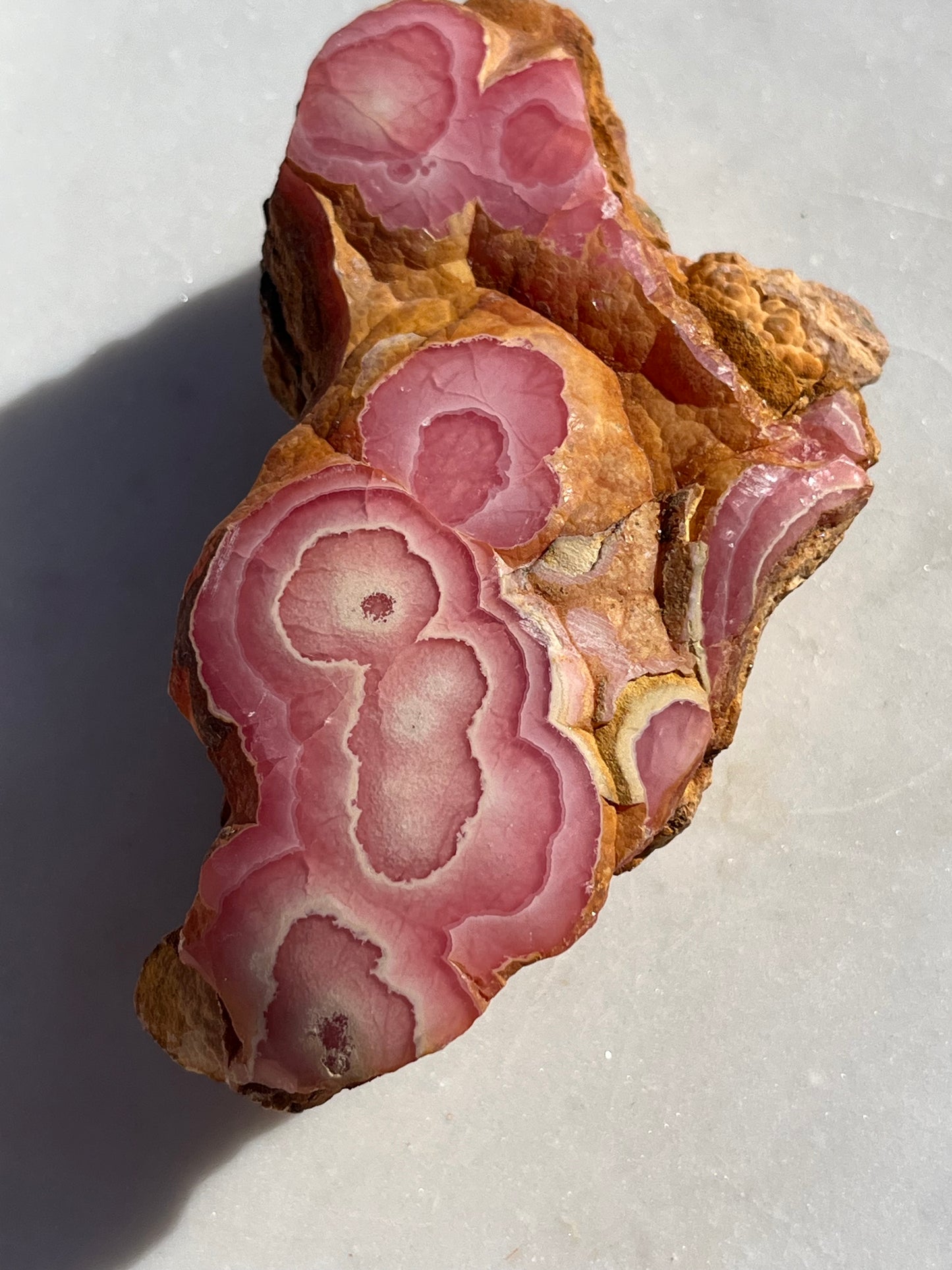 ‘Titania’ Rhodochrosite Freeform with Iron Included Matrix #8