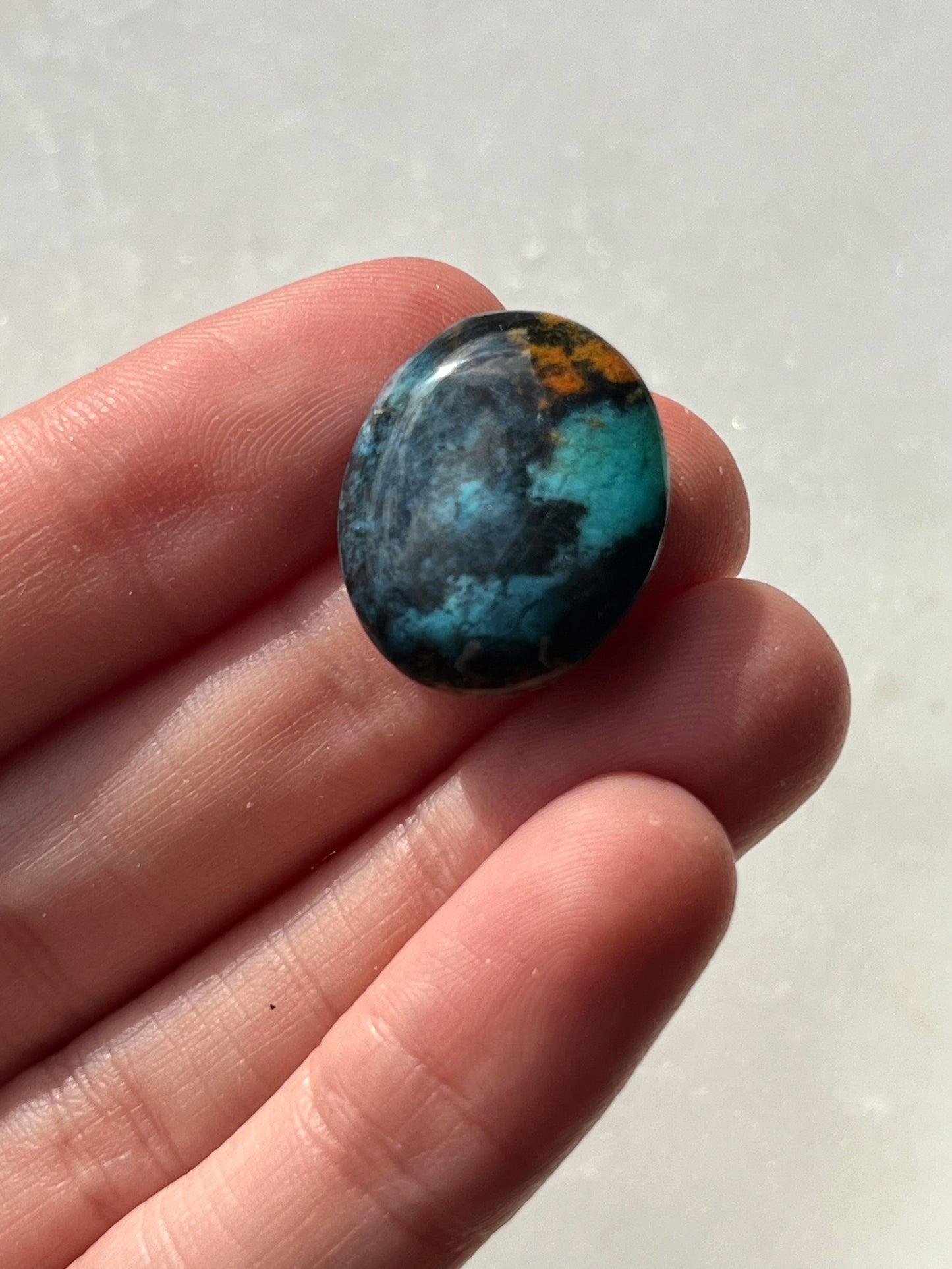 Indonesian Gemmy Chrysocolla Chalcedony Palmstone w/Tenorite & Cuprite (You Choose)o