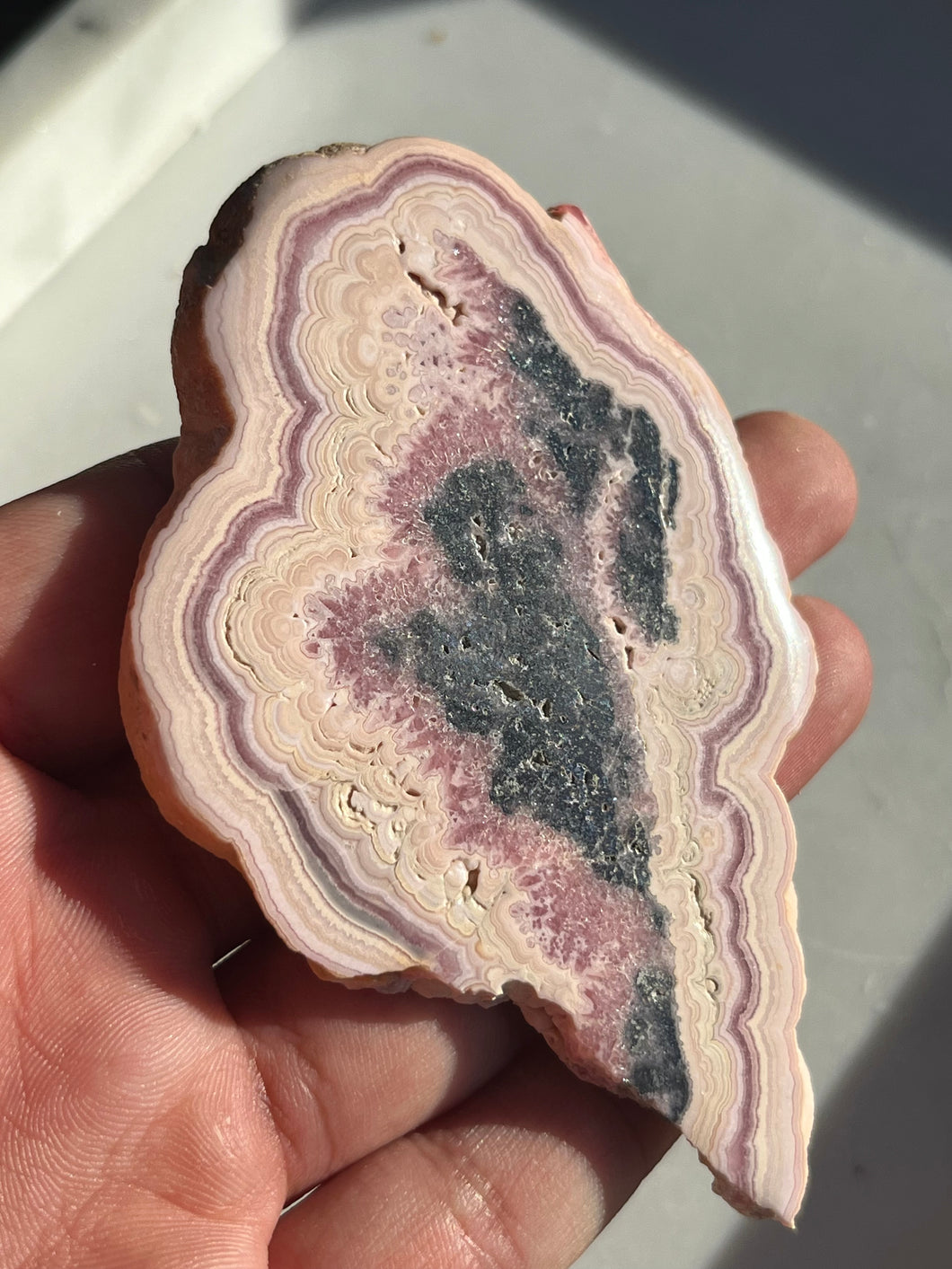 Gemmy Rhodochrosite Slab w/Manganese & Pyrite #4