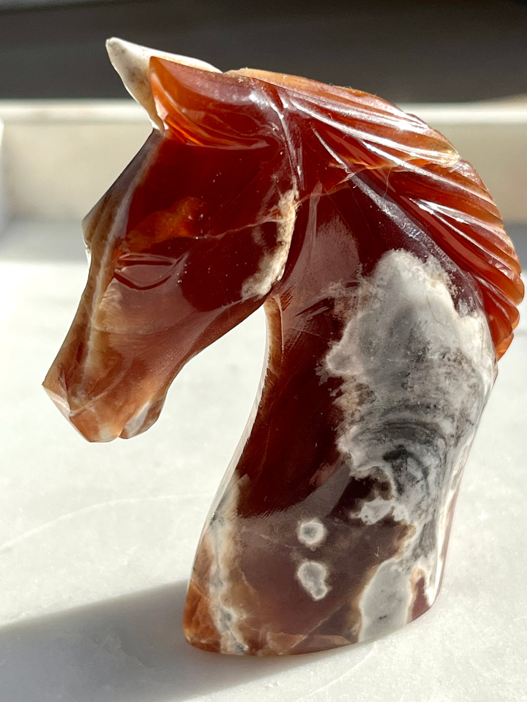 Argentinian Honey Brown Calcite Horse Carving