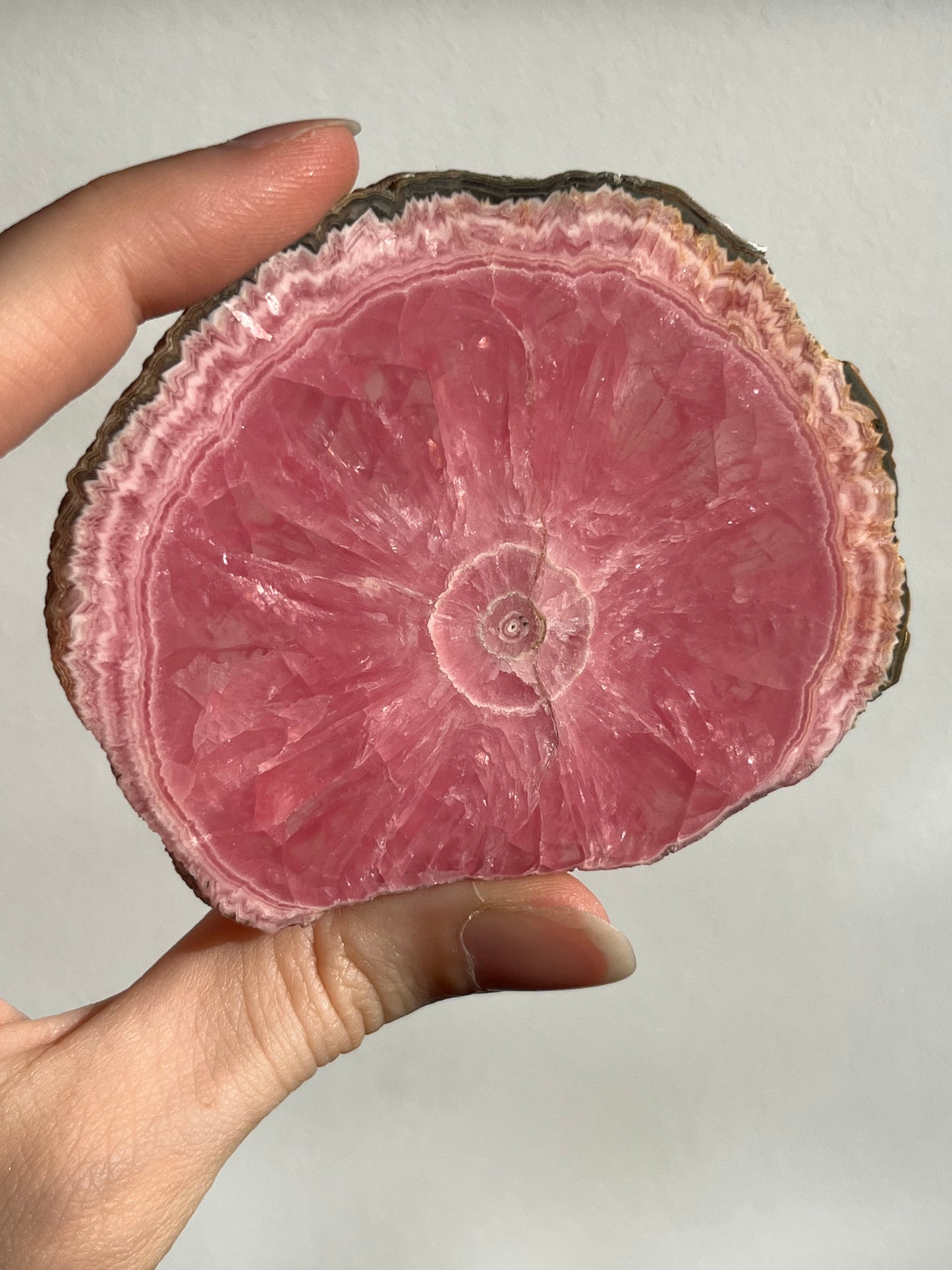 1980s Rhodochrosite Stalactite Slice (Collector’s Specimen)