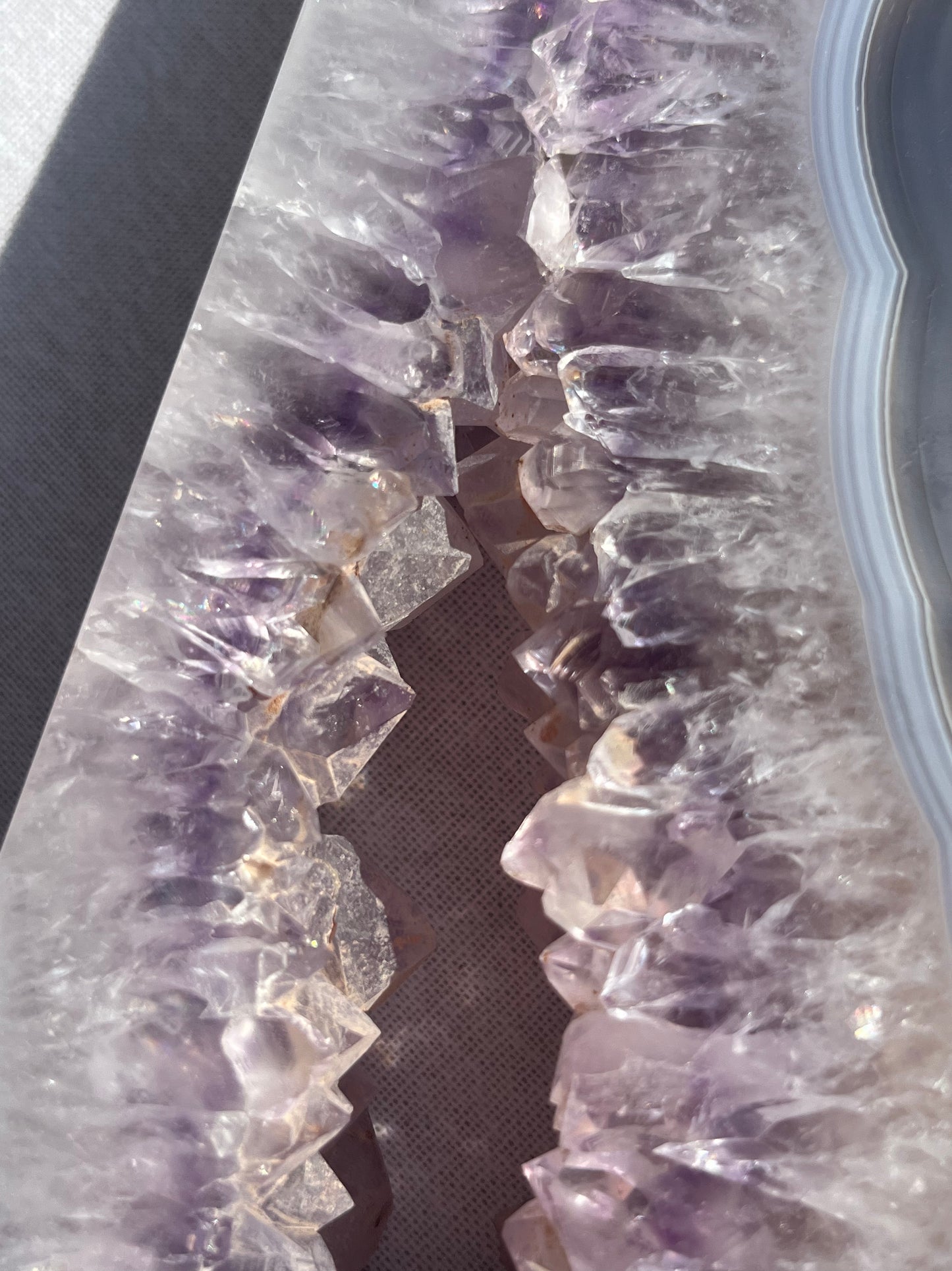 1.1kg Madagascan Amethyst Portal Tower in Blue Banded Agate w/Dendritic Inclusions