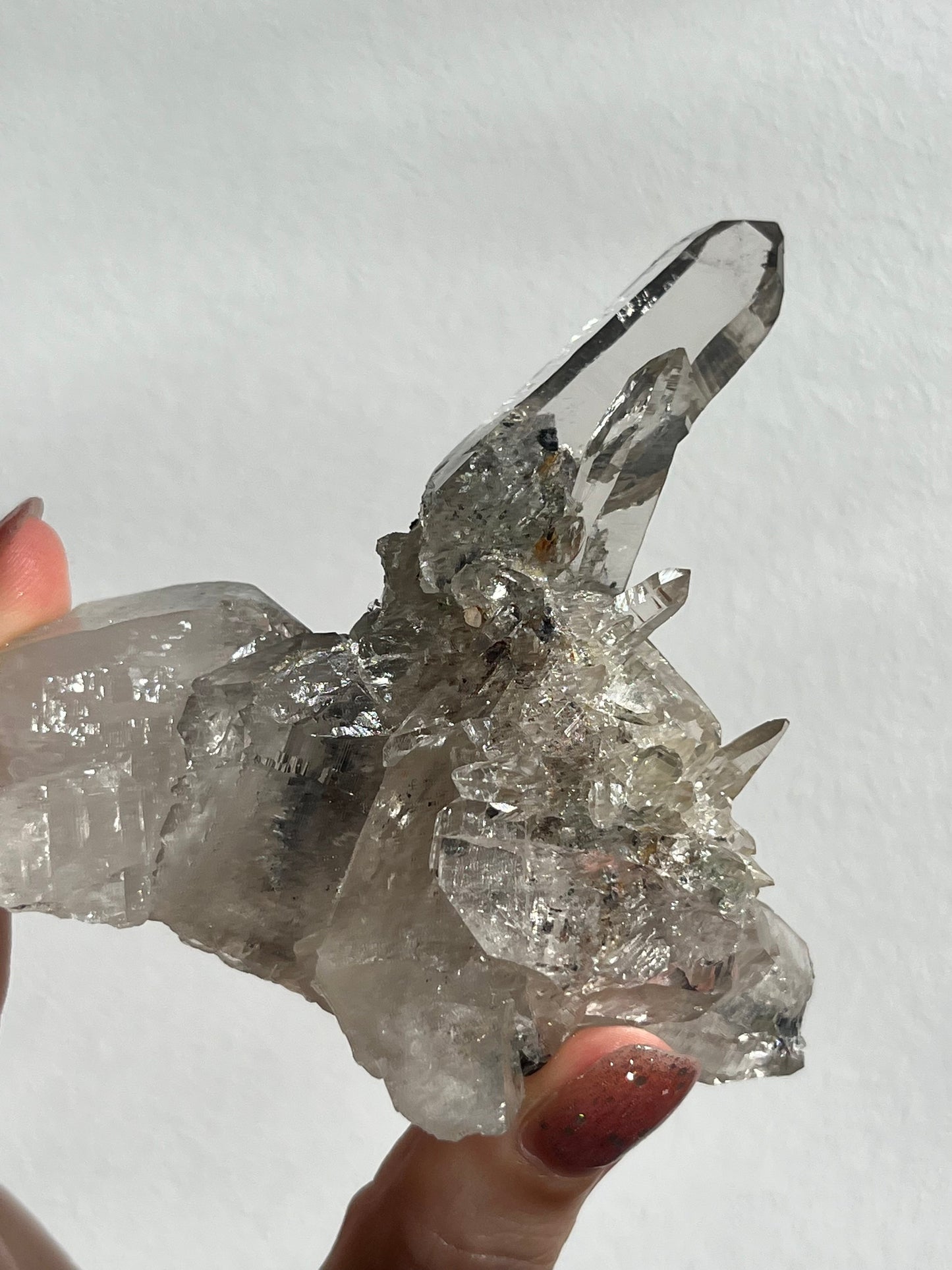 Water Clear Chlorite Himalayan Quartz w/Siderite Cluster #11