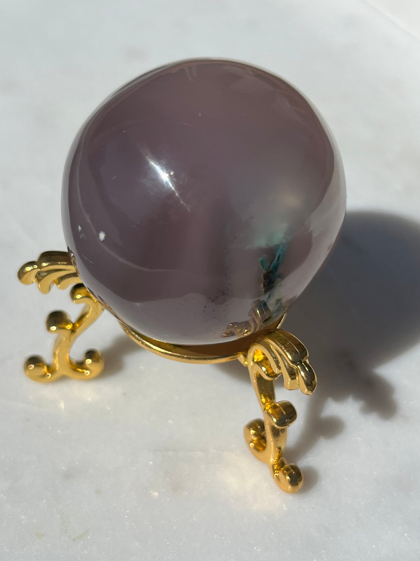 One-of-a-Kind Native Copper & Chrysocolla in Purple Chalcedony Sphere & Stand