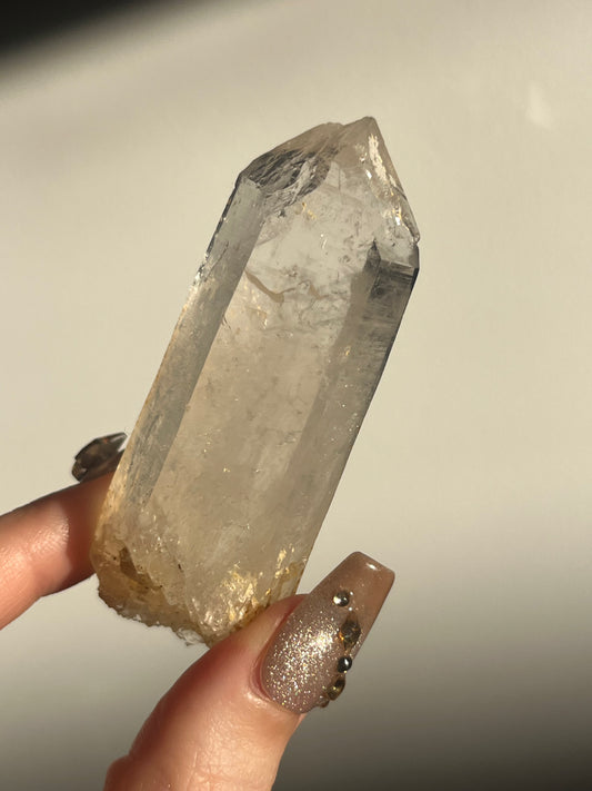 Golden Healer DNA Blue Smoke Lemurian Quartz Specimen A