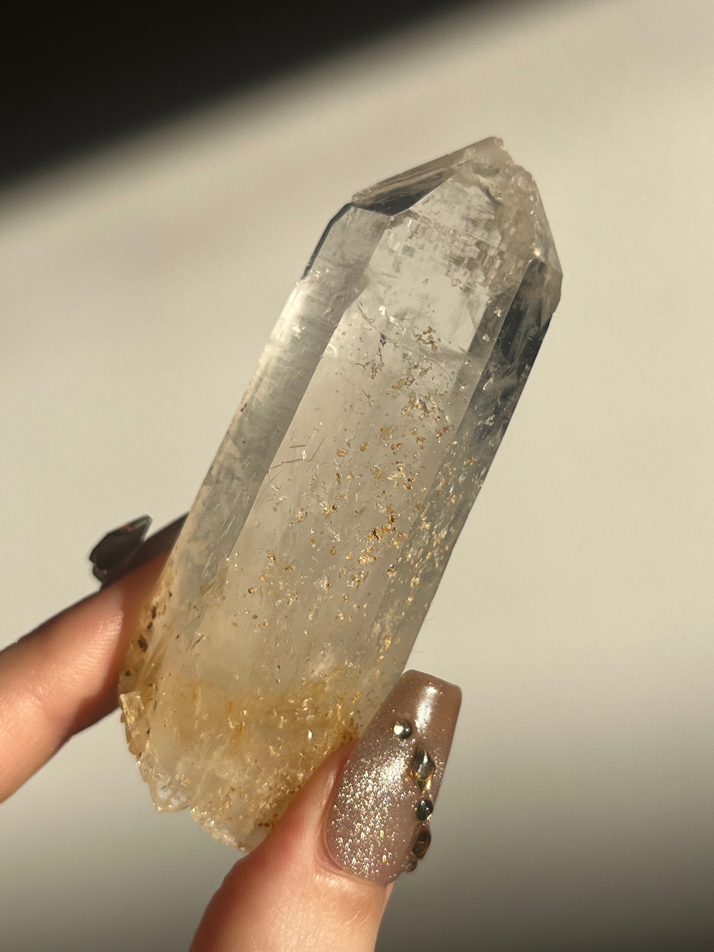 Golden Healer DNA Blue Smoke Lemurian Quartz Specimen A
