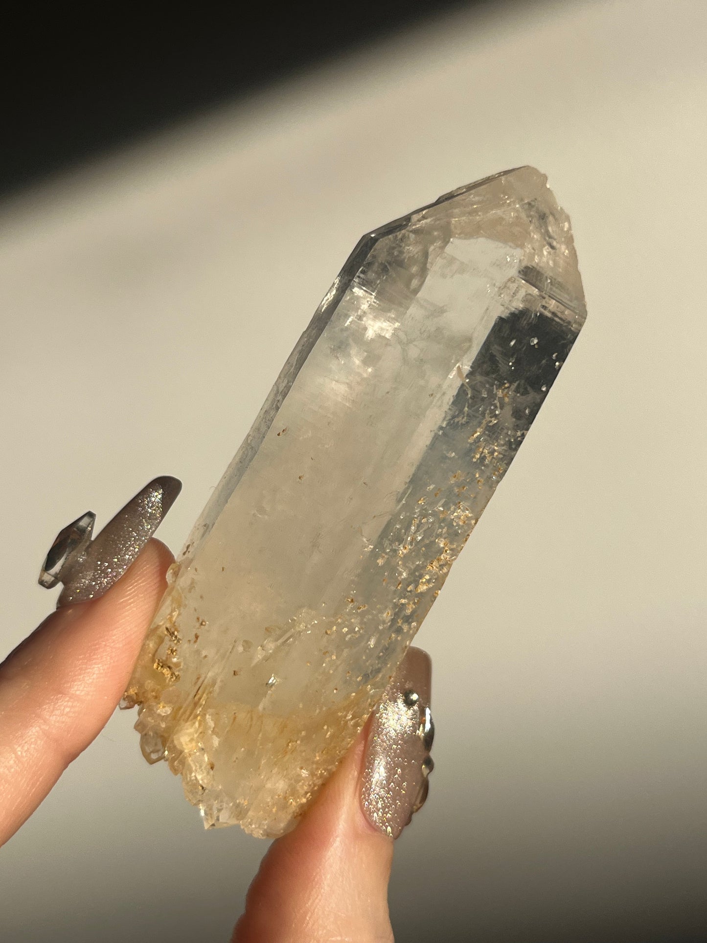 Golden Healer DNA Blue Smoke Lemurian Quartz Specimen A