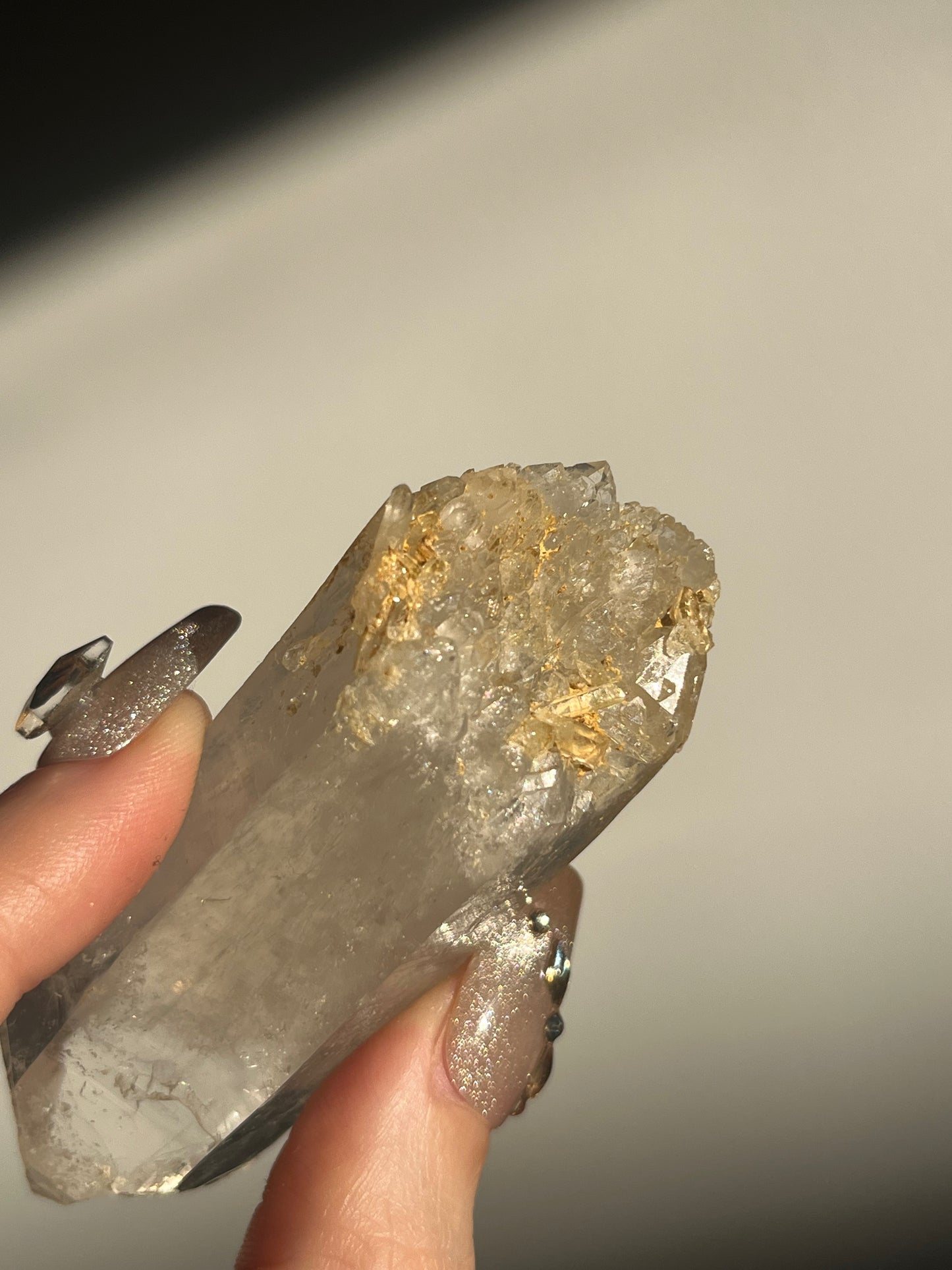 Golden Healer DNA Blue Smoke Lemurian Quartz Specimen A