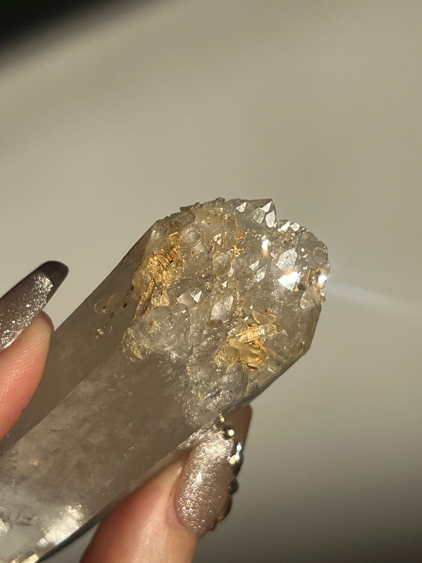Golden Healer DNA Blue Smoke Lemurian Quartz Specimen A