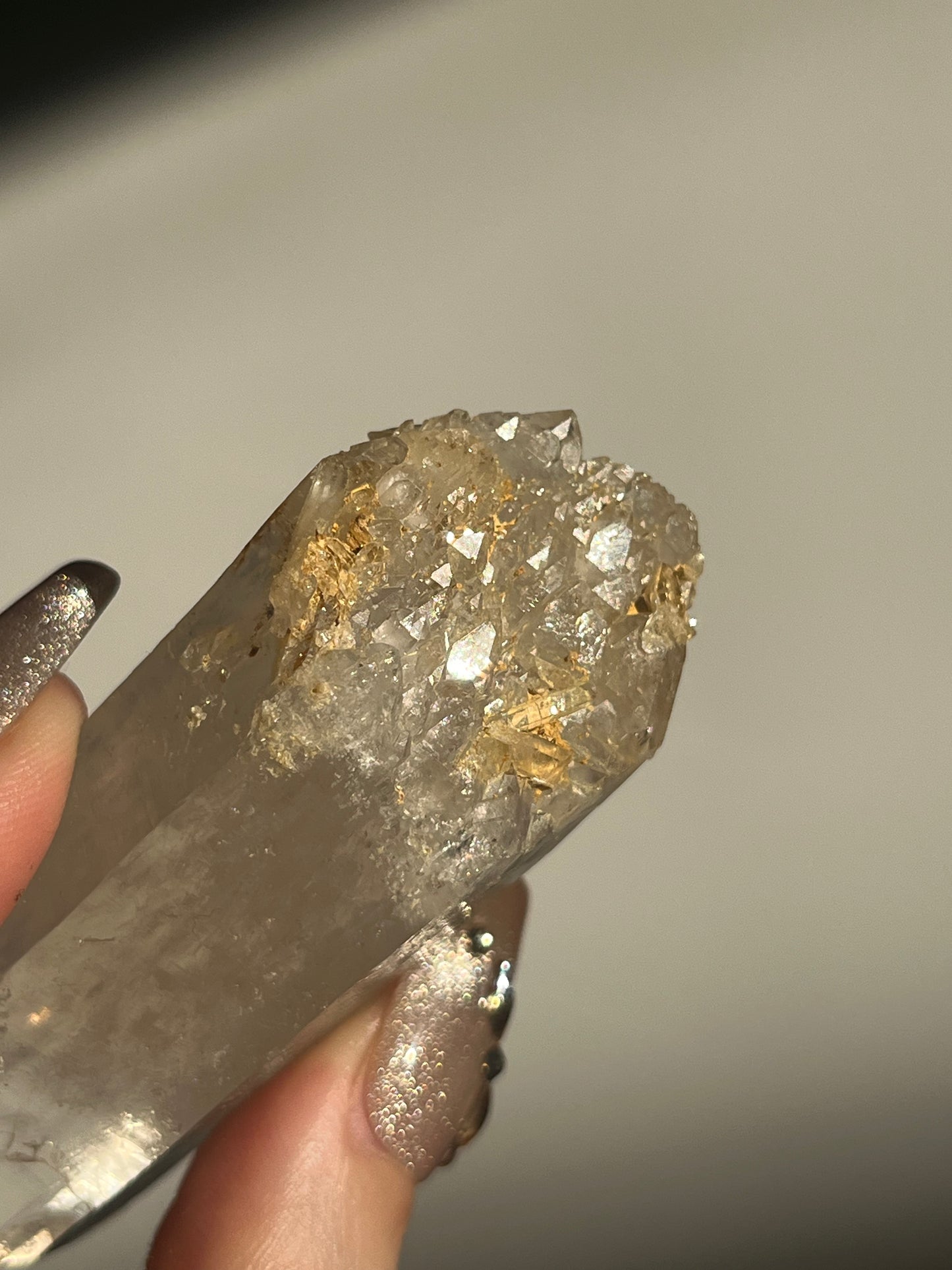Golden Healer DNA Blue Smoke Lemurian Quartz Specimen A