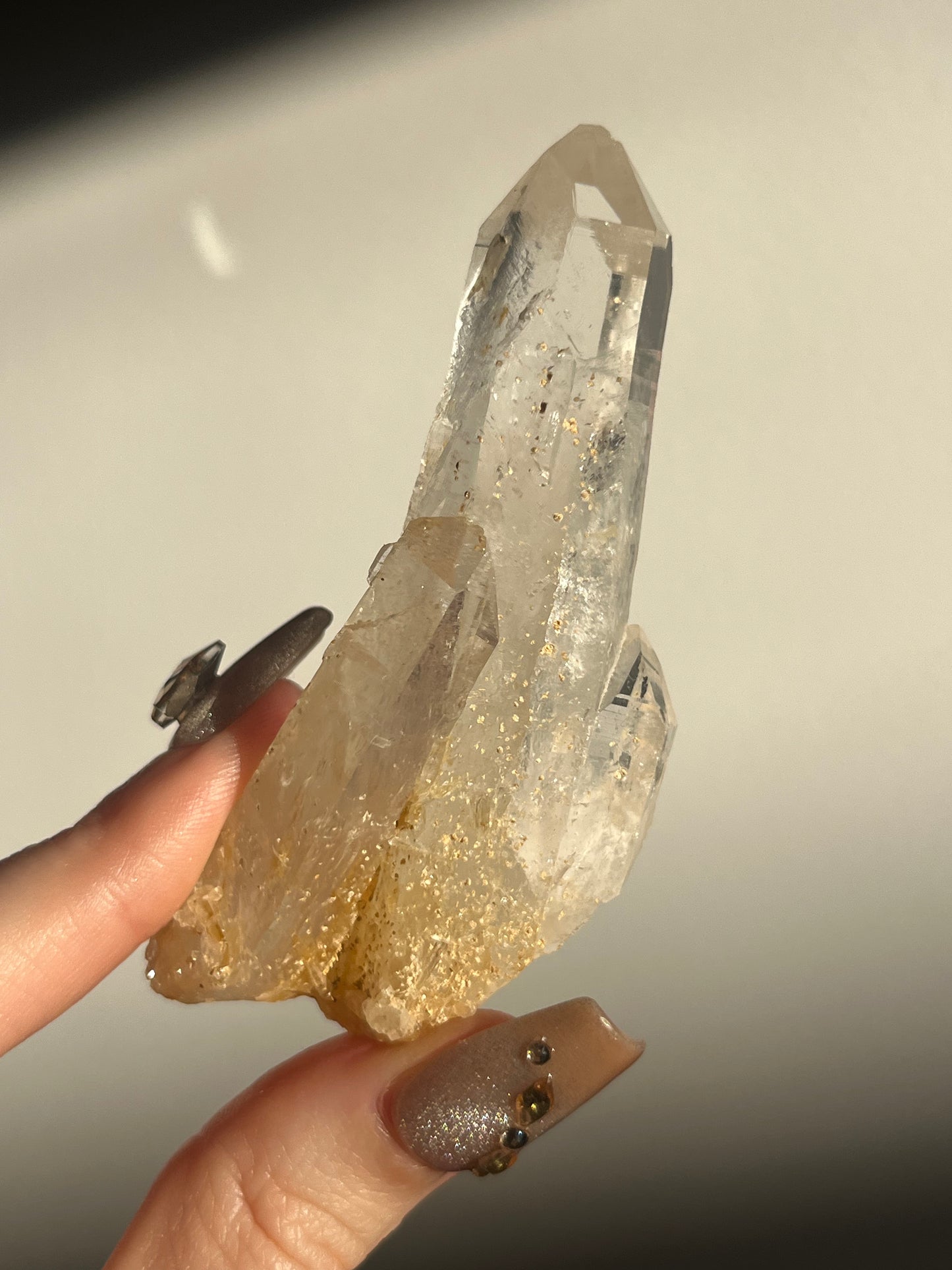 Golden Healer DNA Blue Smoke Lemurian Quartz Specimen C