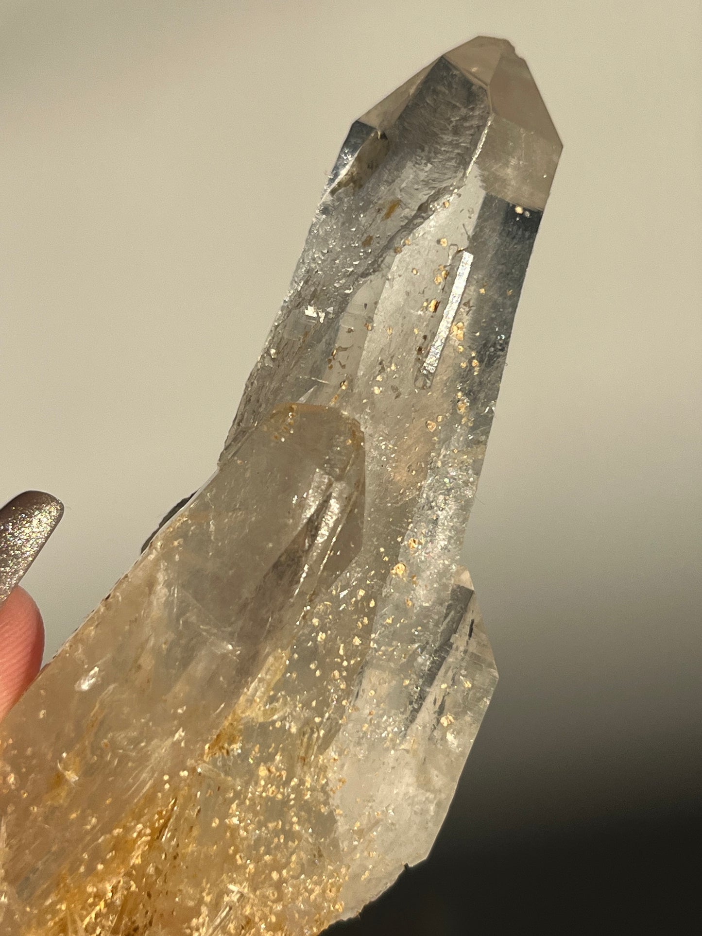 Golden Healer DNA Blue Smoke Lemurian Quartz Specimen B