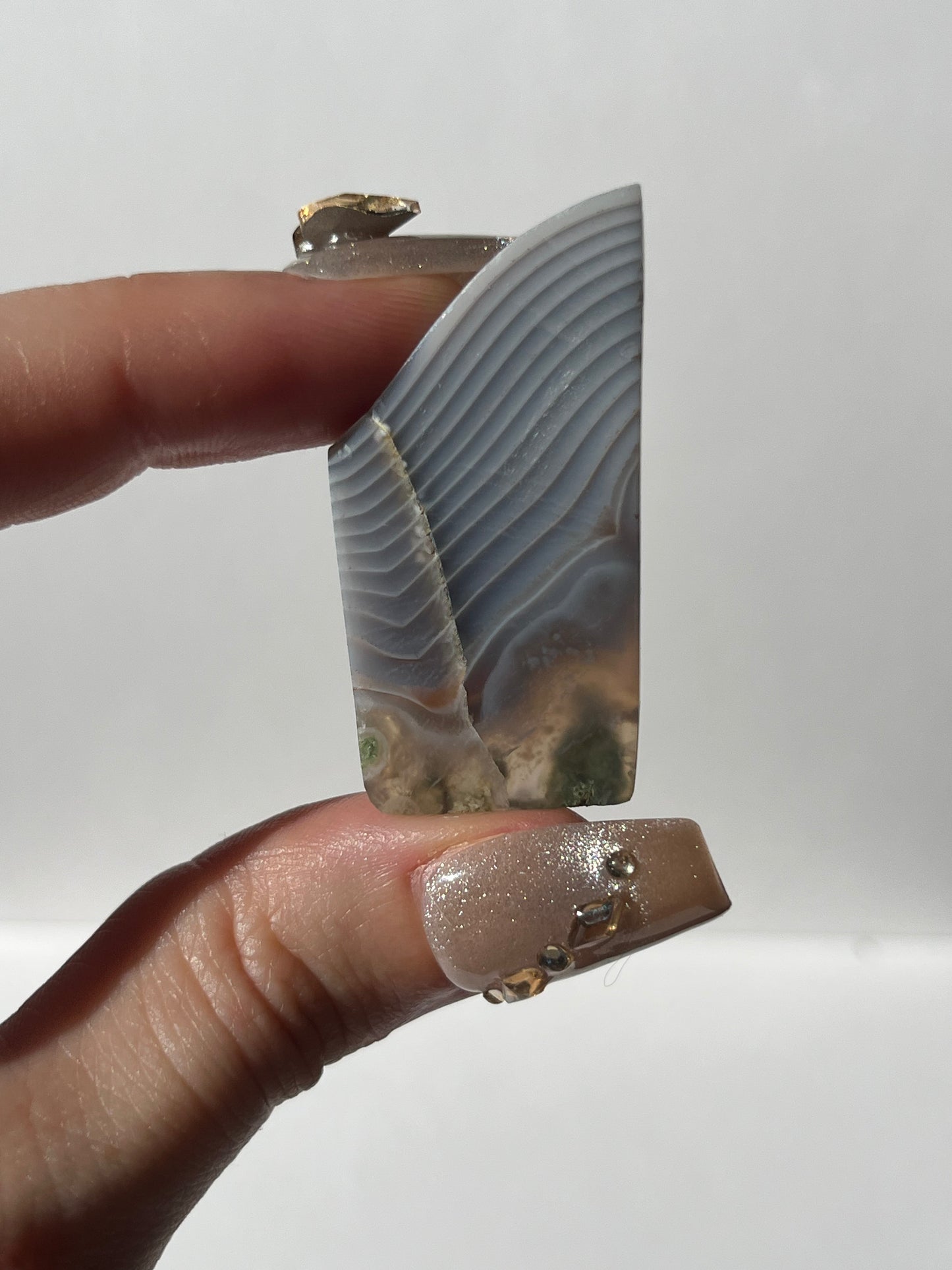 Danau Agate with Green Moss Freeform Cabochon