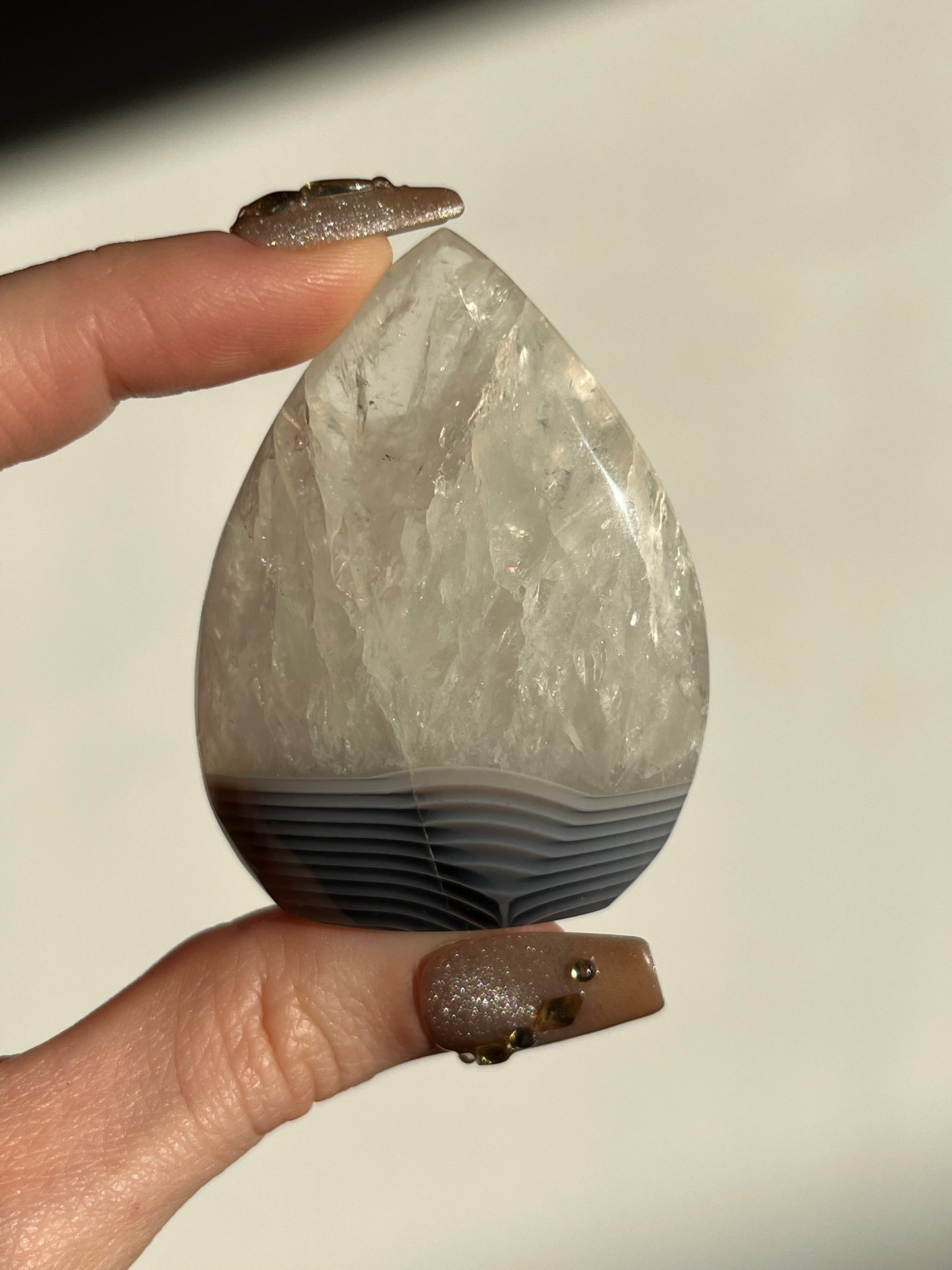Danau Agate with Green Moss & Quartz Flame #I