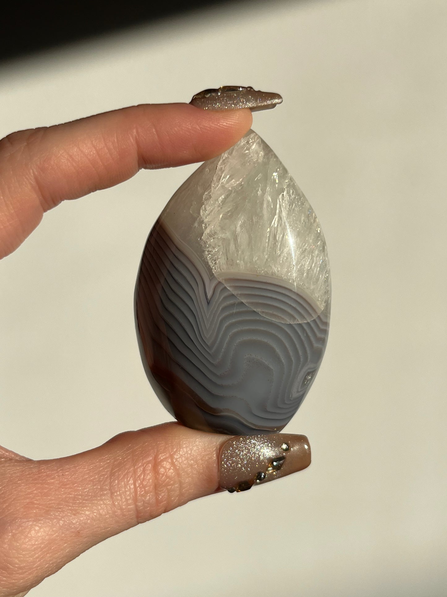 Danau Agate with Green Moss & Quartz Flame #J