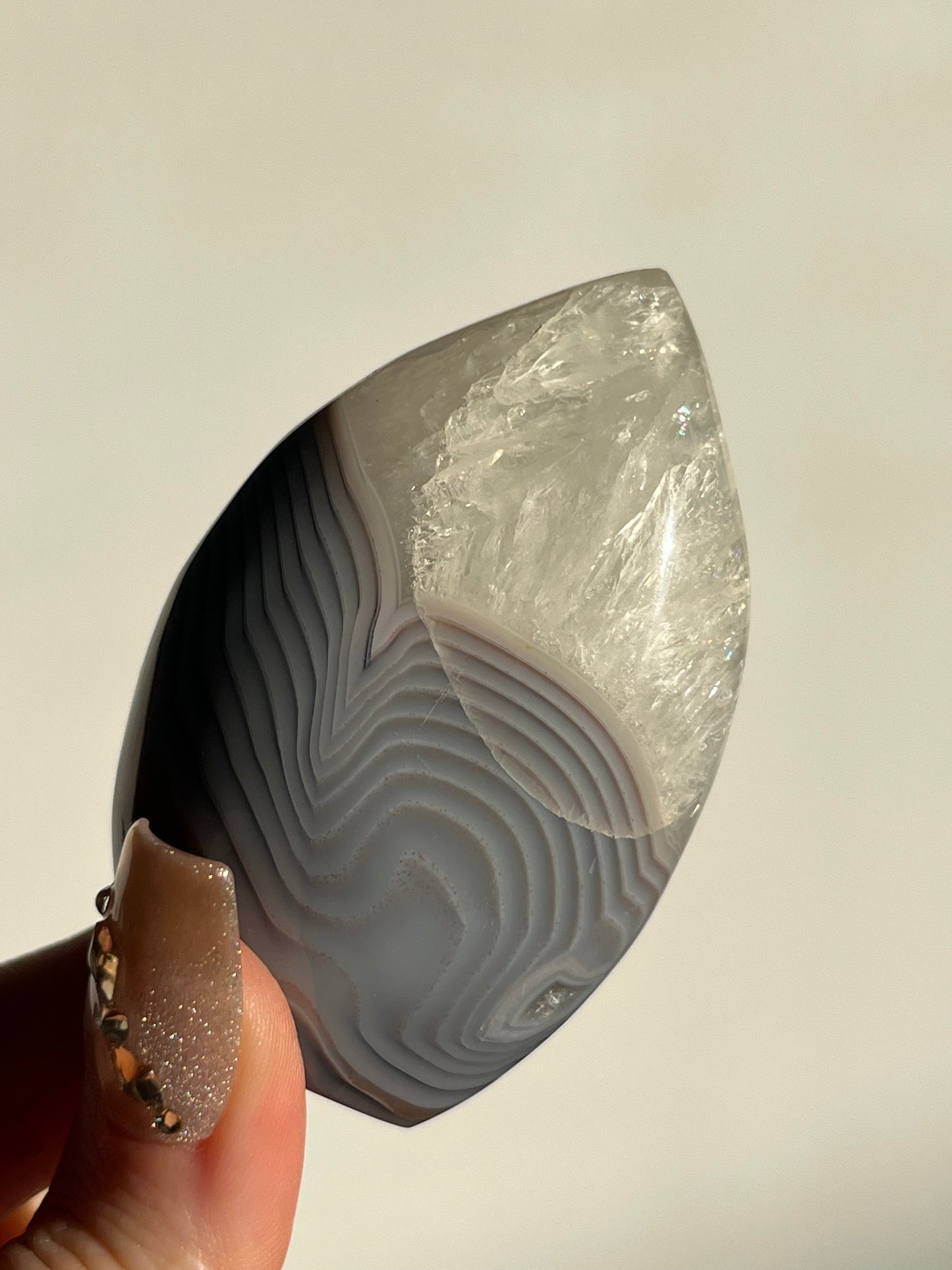 Danau Agate with Green Moss & Quartz Flame #J