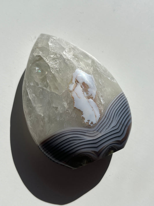 Danau Agate with Green Moss & Quartz Flame C