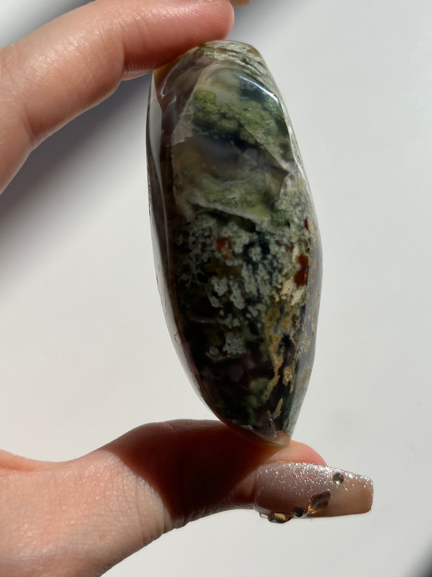 Danau Agate with Green Moss & Quartz Freeform #C