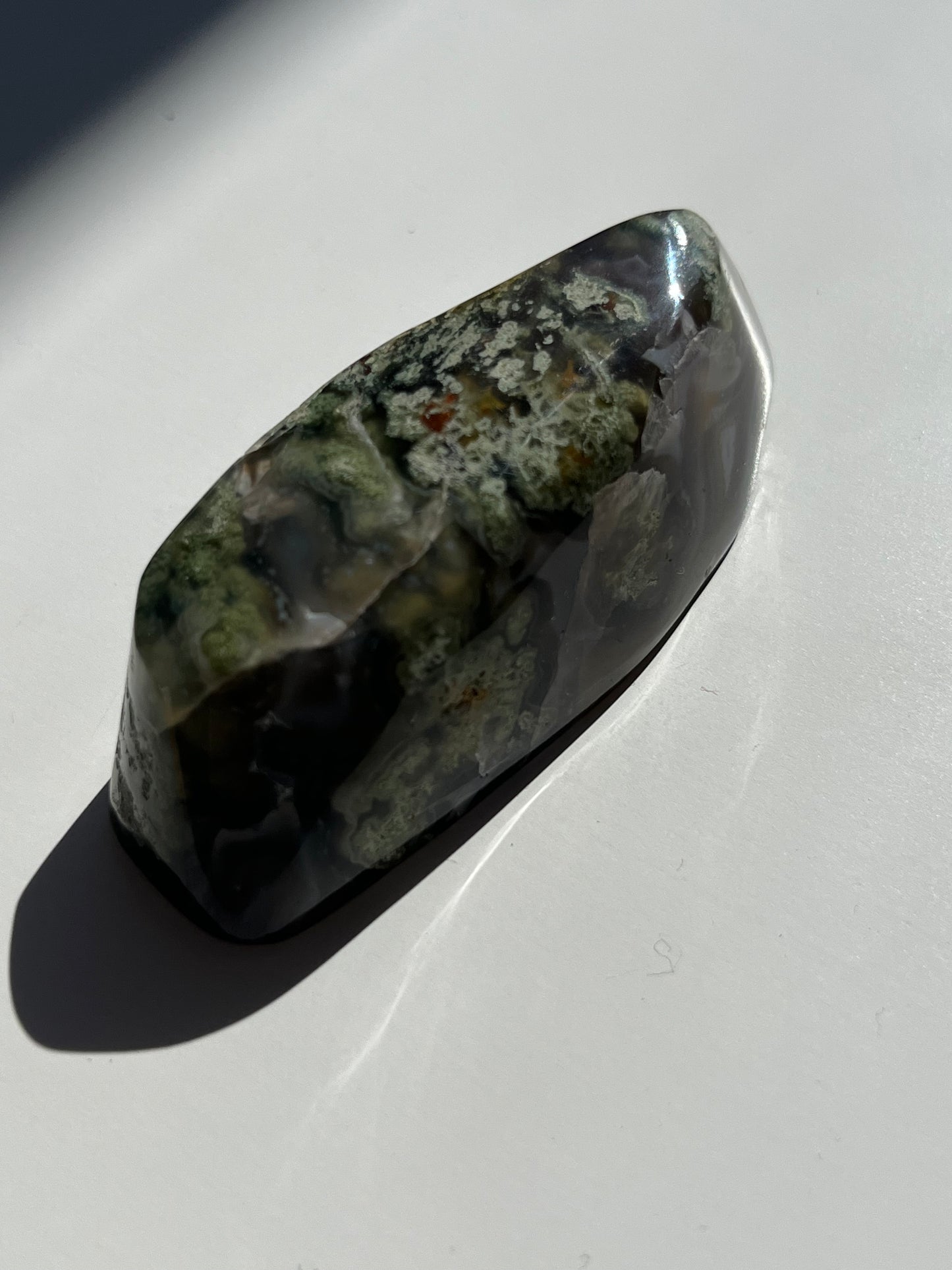 Danau Agate with Green Moss & Quartz Freeform #C