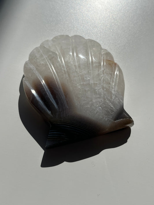 Danau Agate with Quartz Seashell Carving