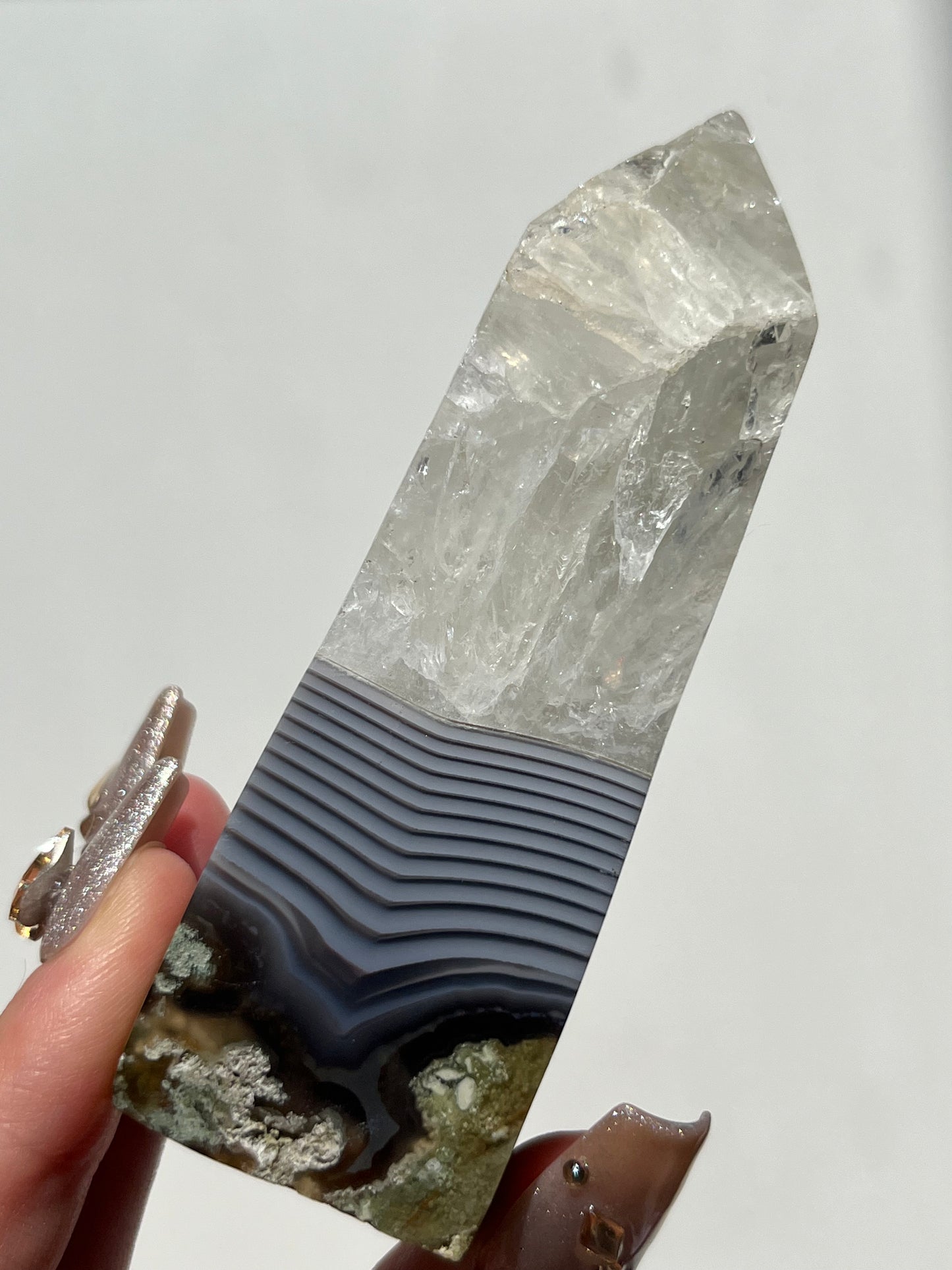 Danau Agate with Green Moss & Quartz Tower #B