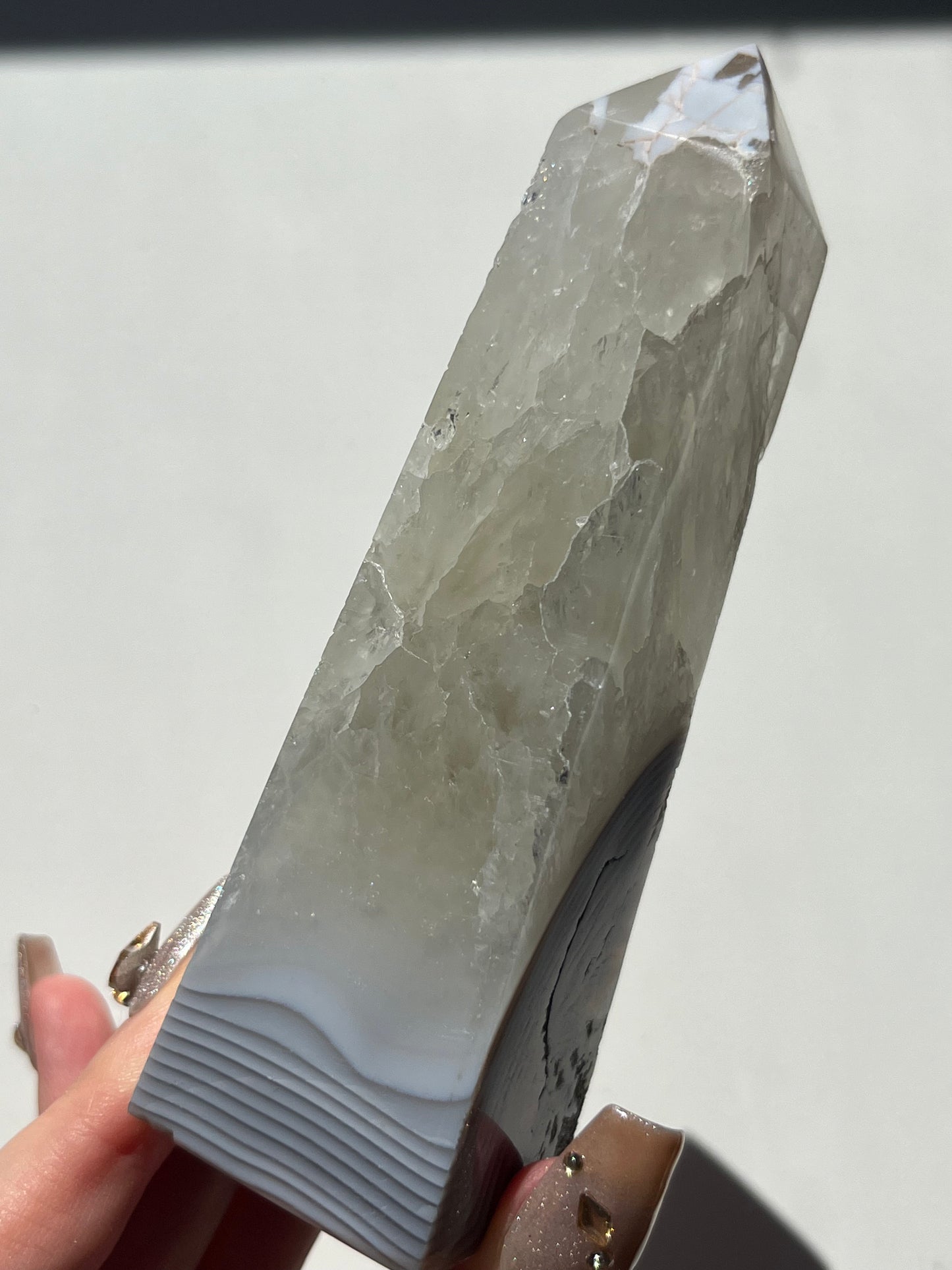 Danau Agate with Green Moss & Quartz Tower #G