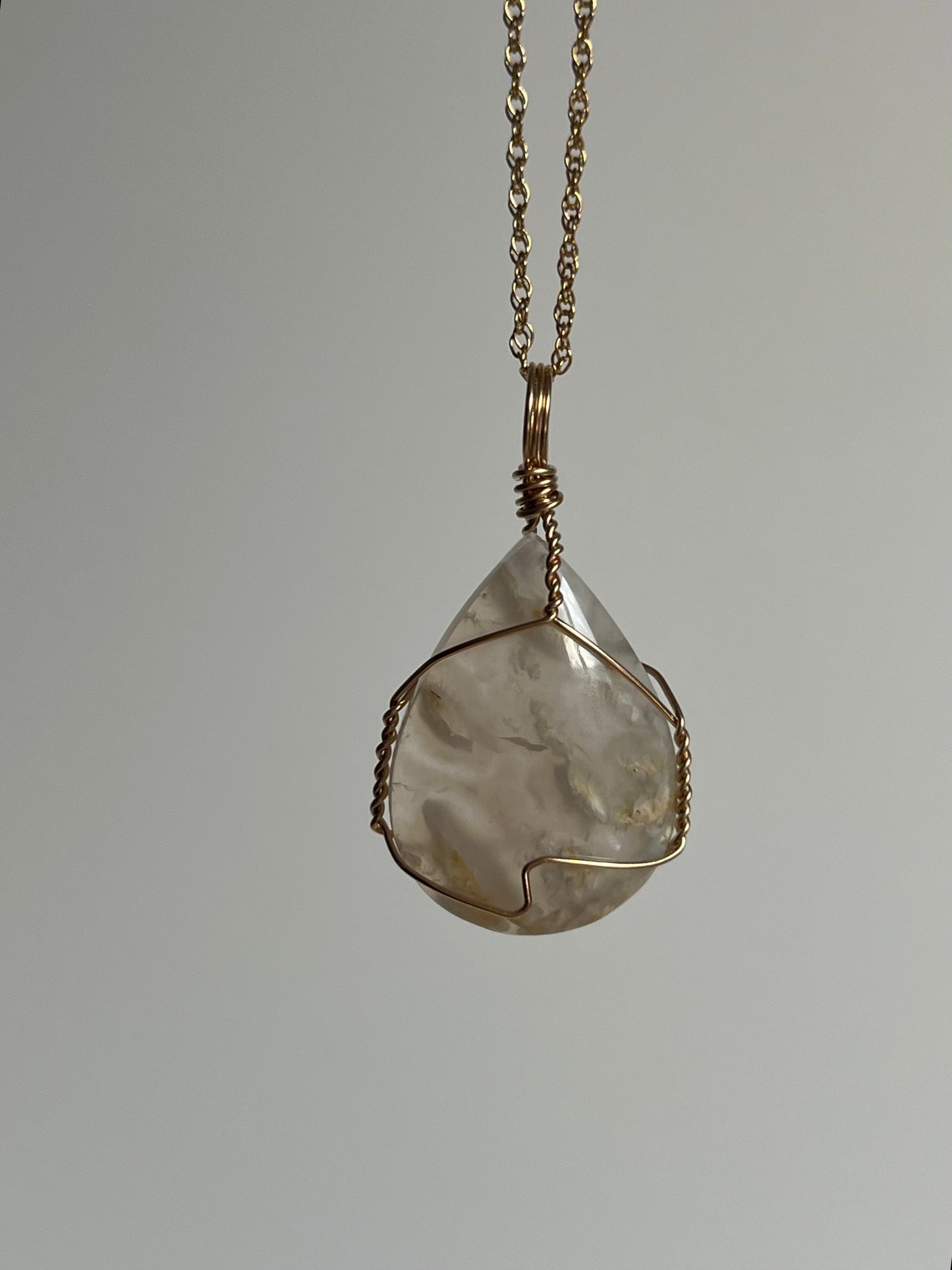 Flower Chalcedony 14kt Gold Filled Wire Wrapped Pendant B