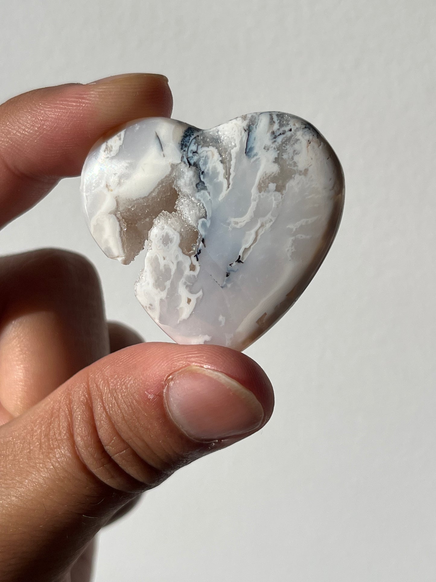 Dendritic Snow Agate Heart Carving (You Choose)