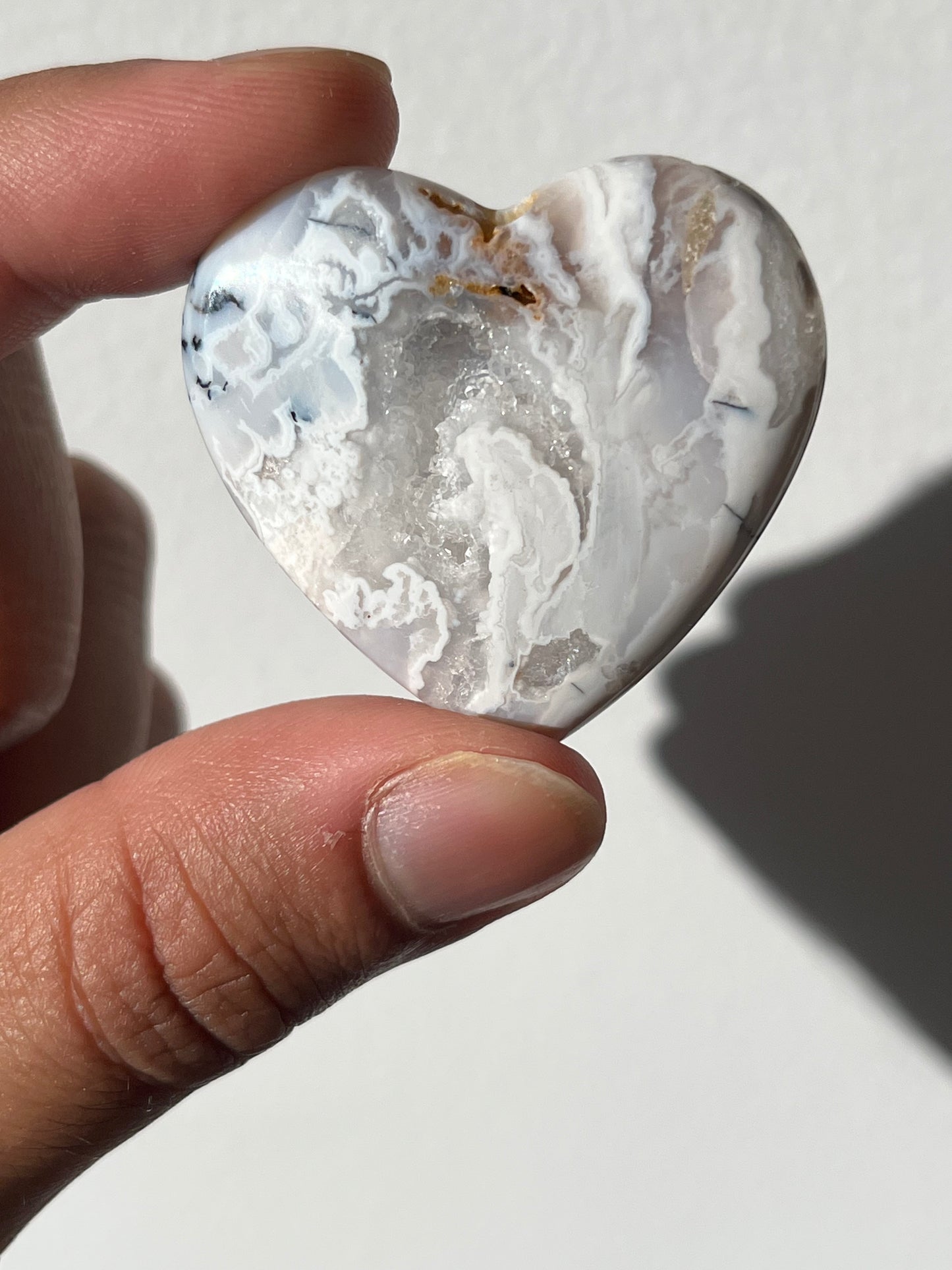 Dendritic Snow Agate Heart Carving (You Choose)