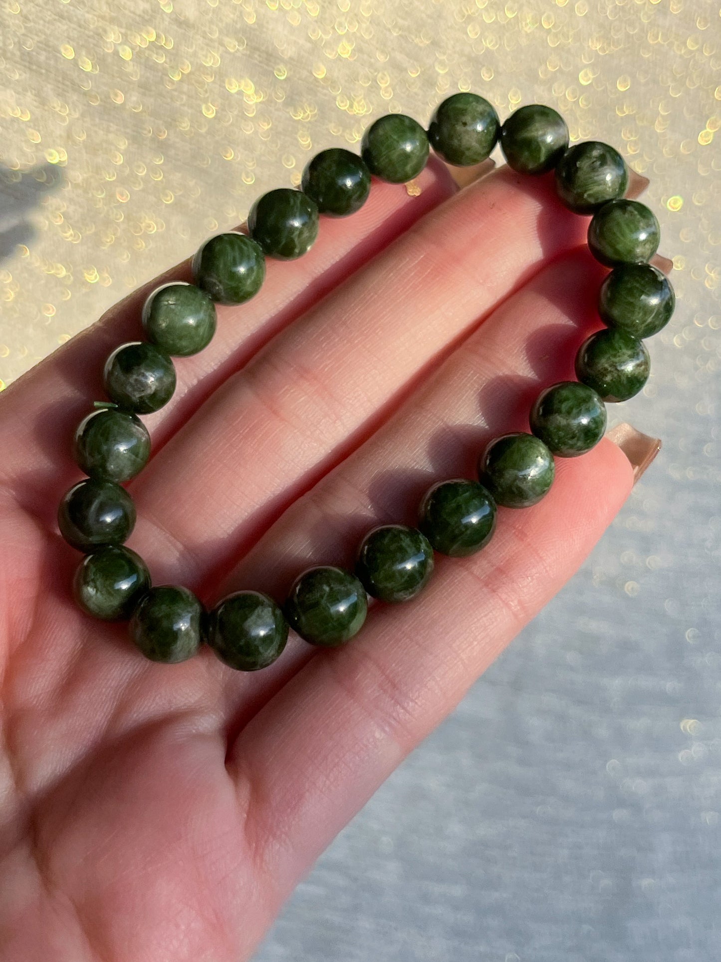 Green Diopside 8mm Bead Bracelet