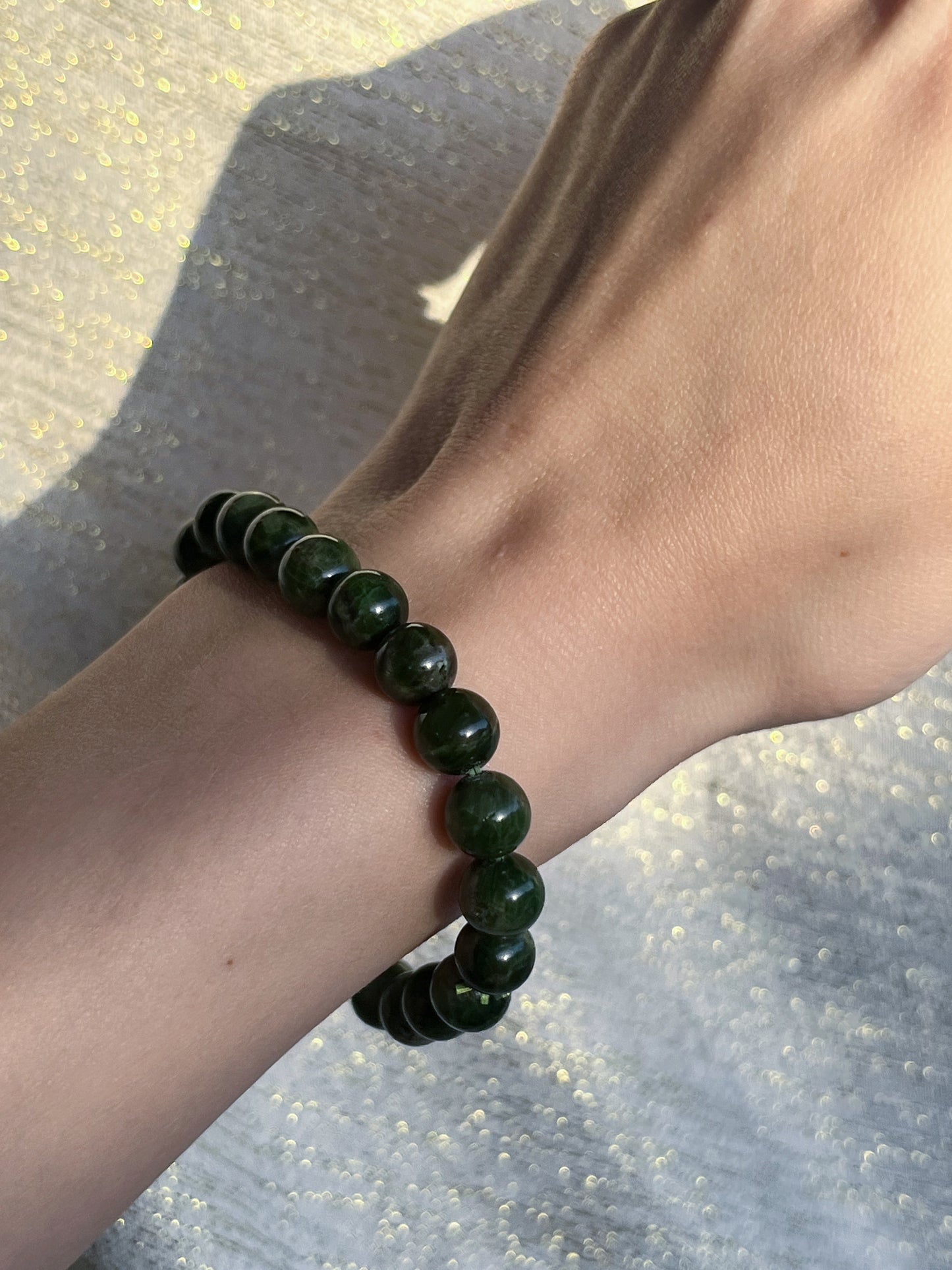 Green Diopside 8mm Bead Bracelet