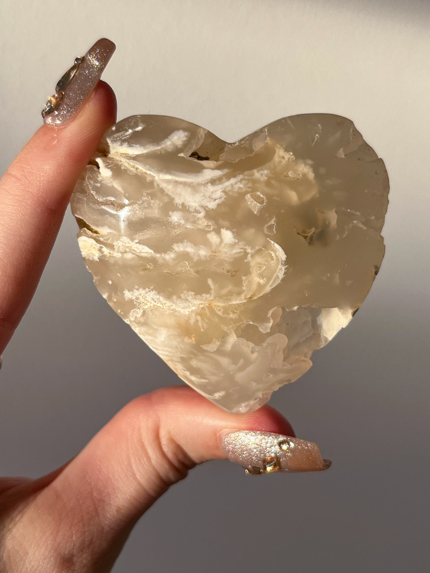 Druzy Flower Agate Heart Carving (You Choose)